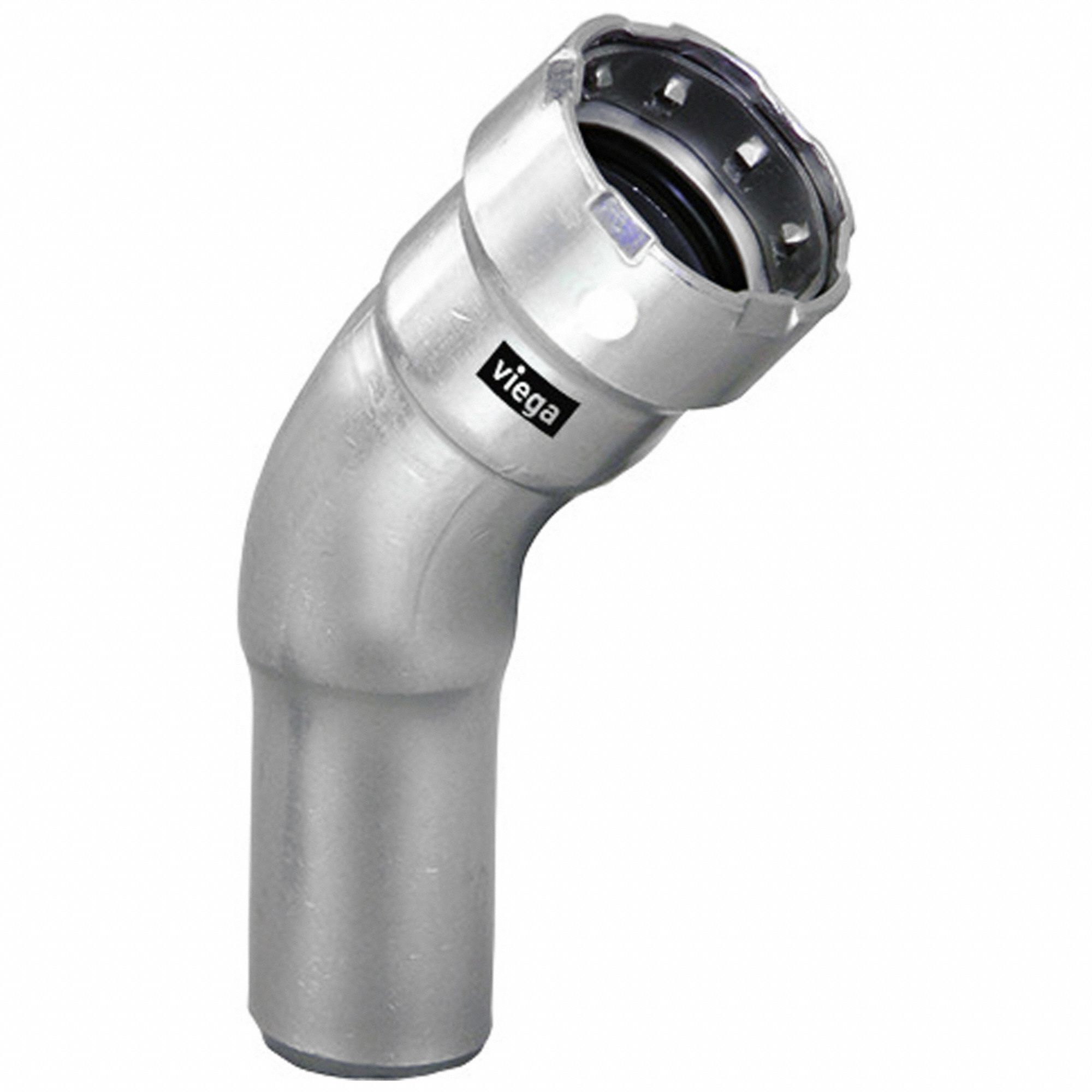 Crimp Elbow Fitting: 1 1/4 in Pipe x 1 1/4 in Pipe Size, FTG x FTG, FKM