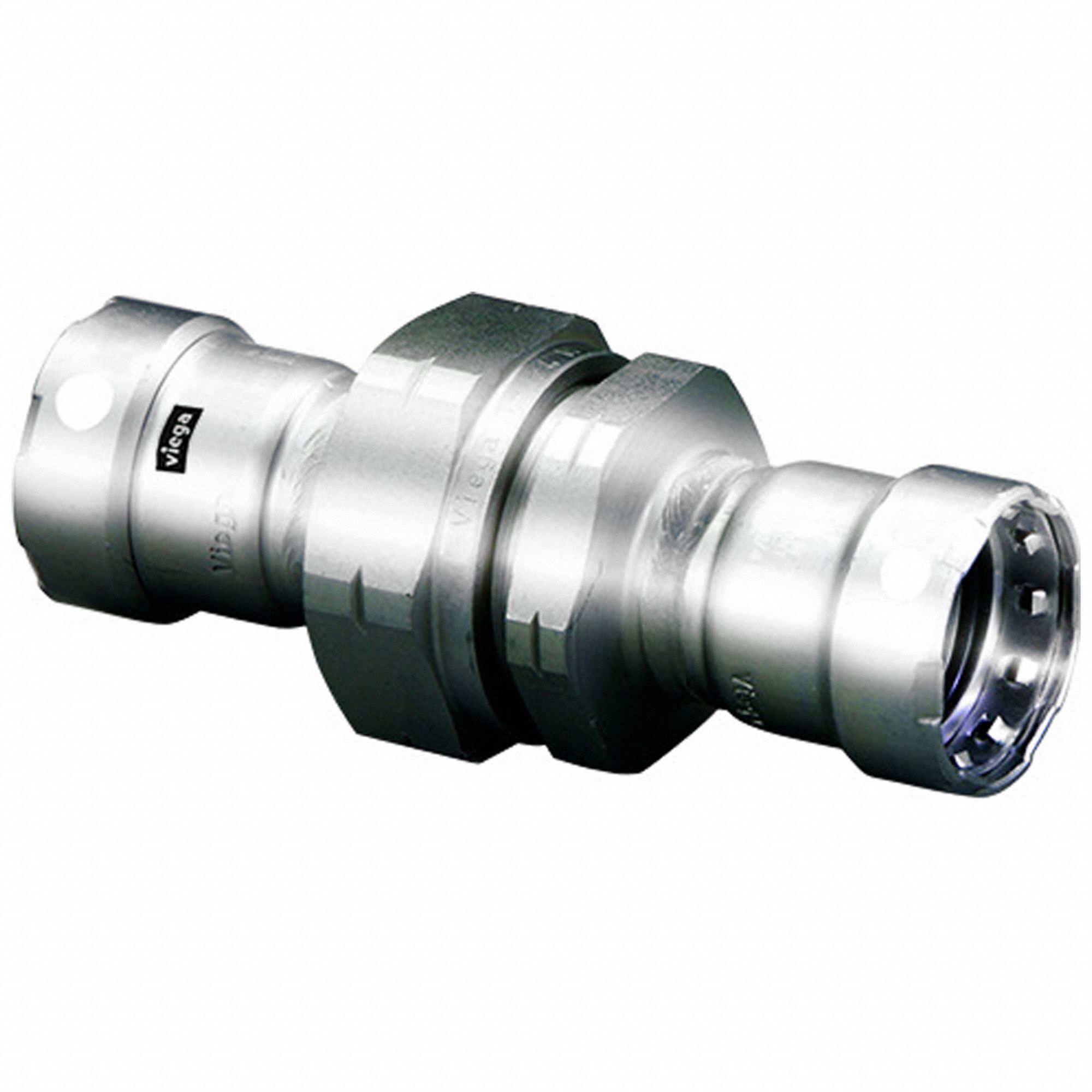 Crimp Union Fitting: 1 1/4 in Pipe x 1 1/4 in Pipe Size, Press-fit x Press-fit, FKM