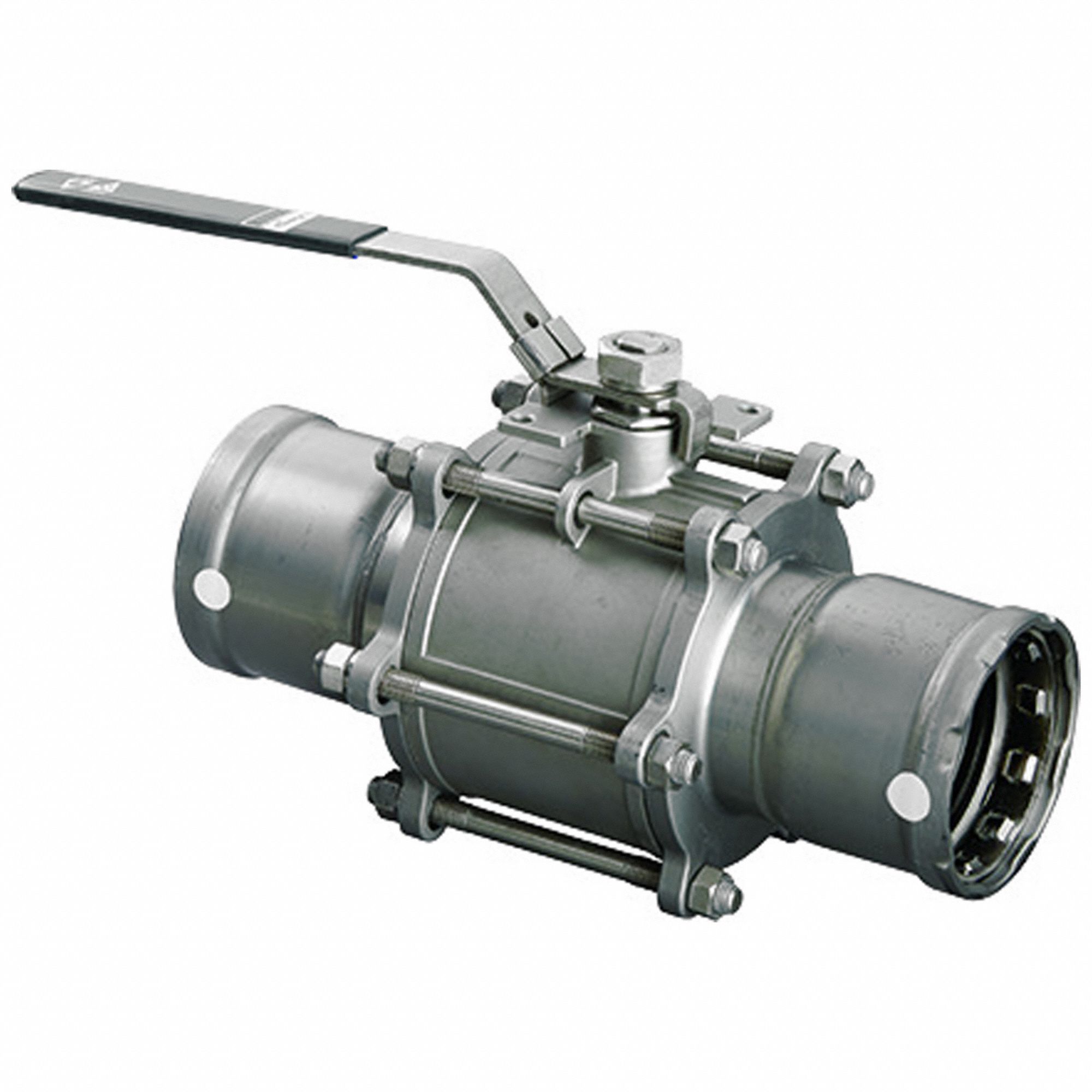 Manual Two-Way Ball Valve: 3 in, 316 Stainless Steel, Straight Valve Body, FKM, FKM