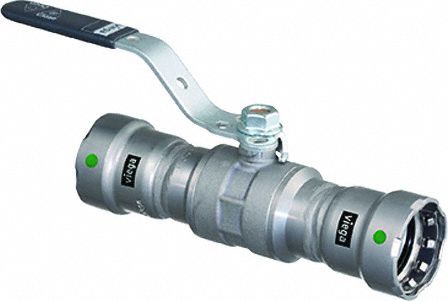 Manual Two-Way Ball Valve: 2 in, Carbon Steel, Straight, Press x Press, Two-Piece