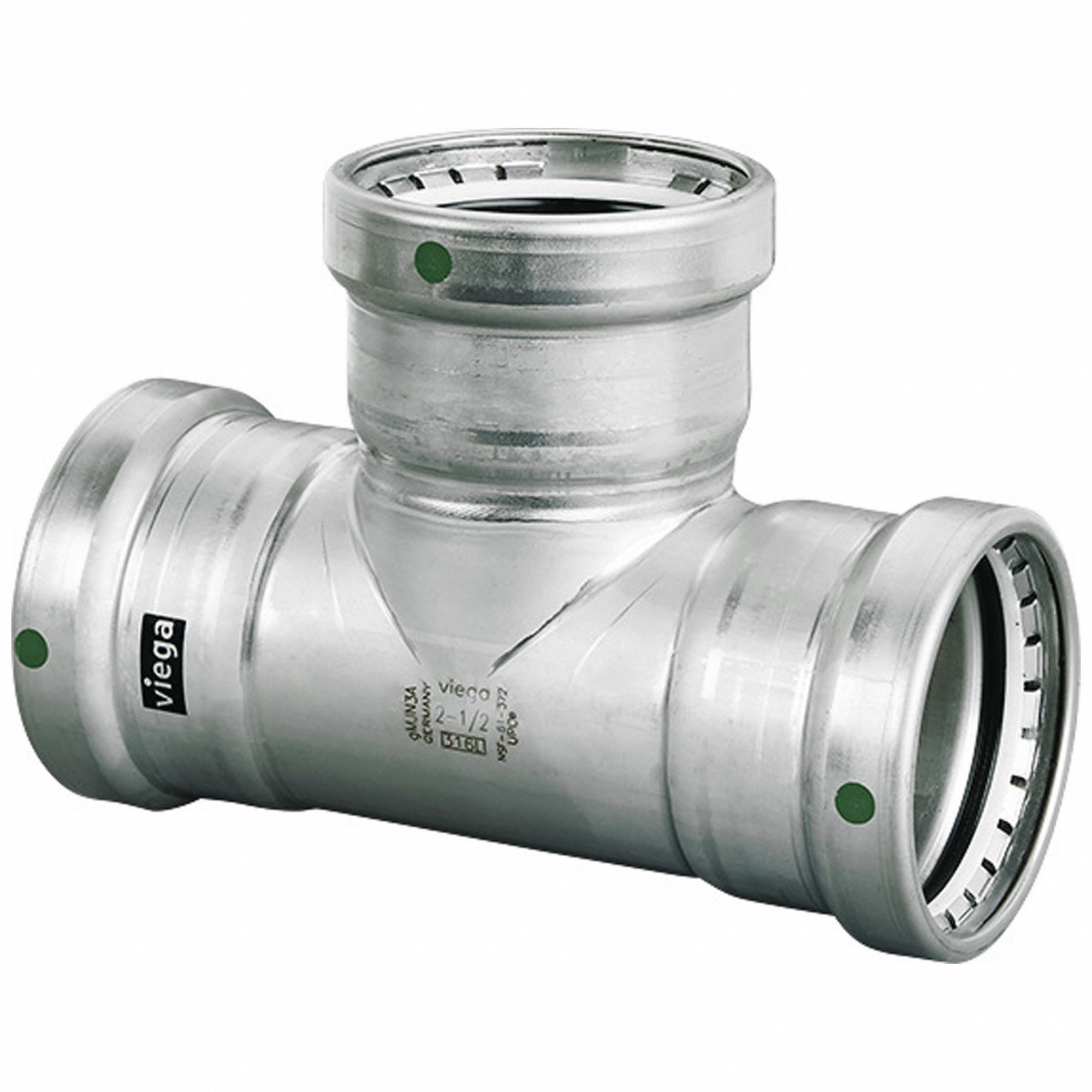 Crimp Tee Fitting: 3 in Pipe x 3 in Pipe x 2 in Pipe Size, EPDM