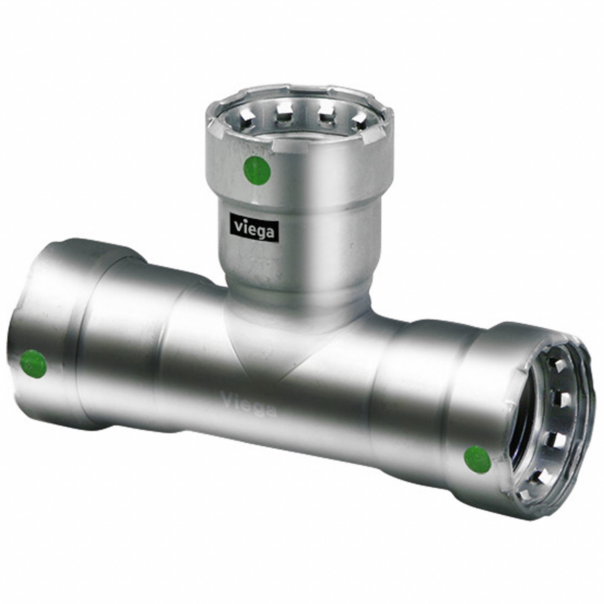 Crimp Tee Fitting: 1 1/4 in Pipe x 1 1/4 in Pipe x 1 in Pipe Size, EPDM