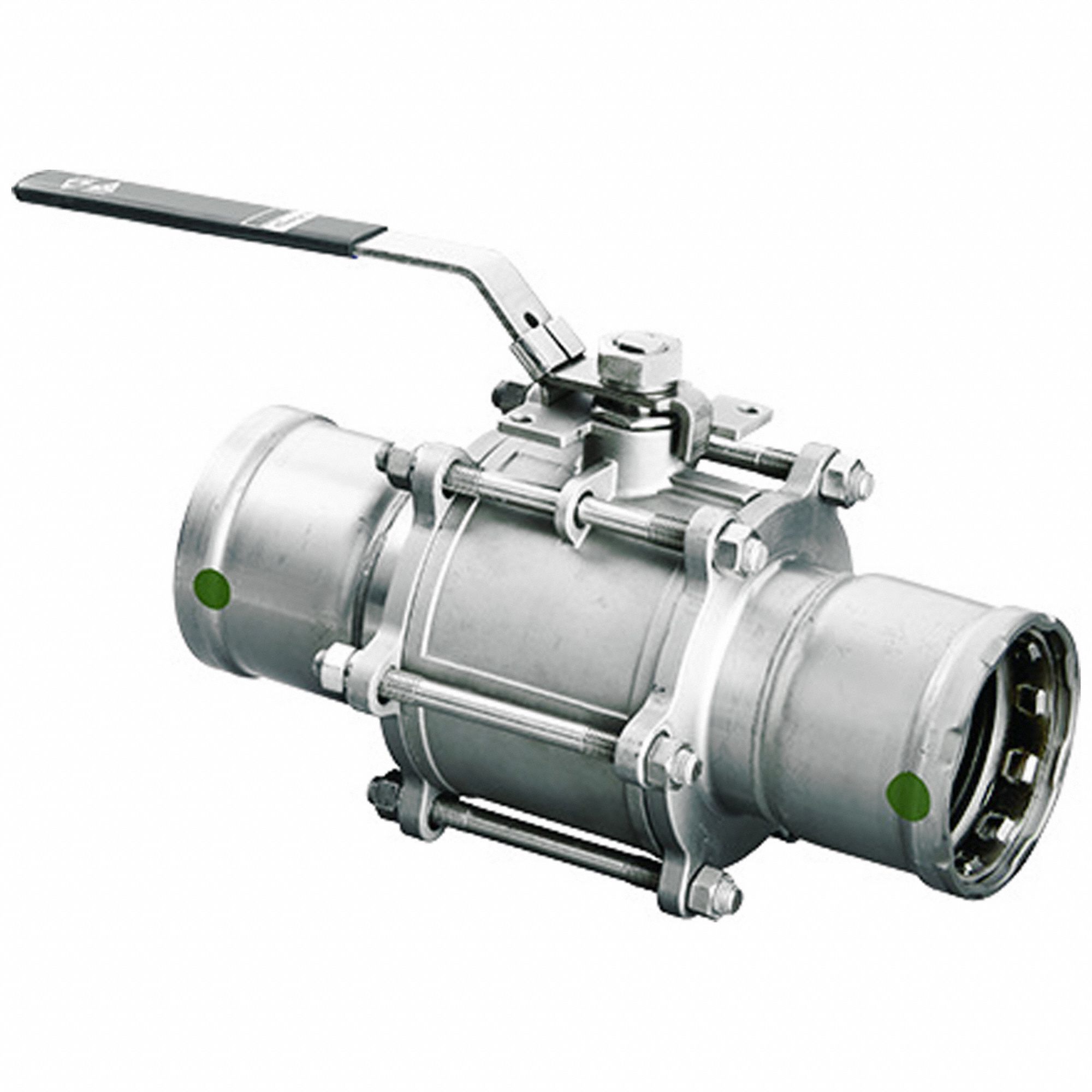 Manual Two-Way Ball Valve: 4 in, 316 Stainless Steel, Straight Valve Body, EPDM