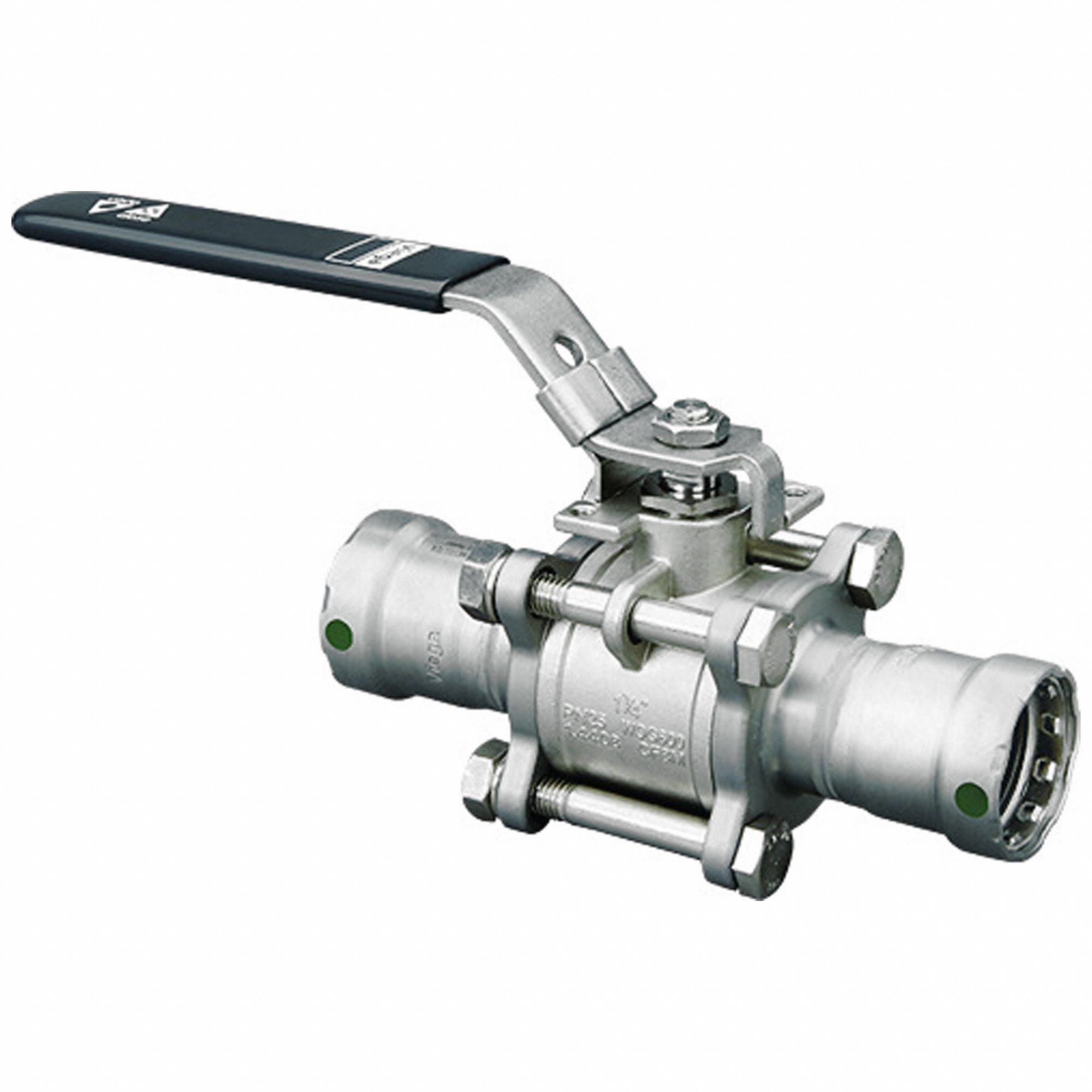 Manual Two-Way Ball Valve: 1 1/2 in, 316 Stainless Steel, Straight Valve Body, EPDM