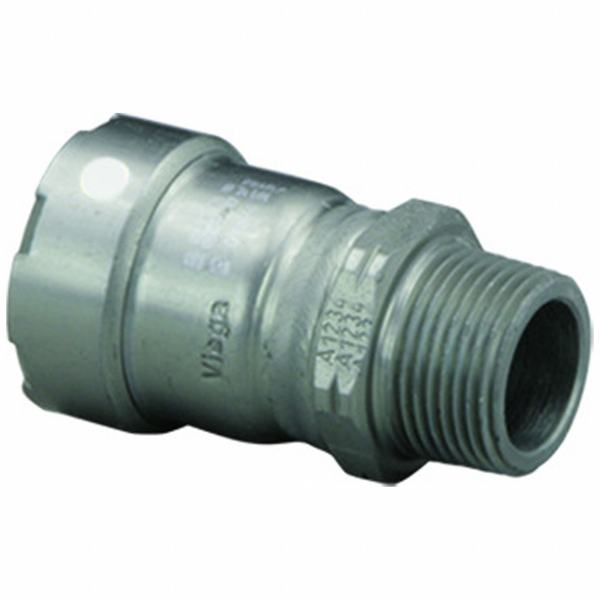 Crimp Adapter Fitting: 2 in Pipe x 2 in Pipe Size, Press-fit x MNPT, Carbon Steel