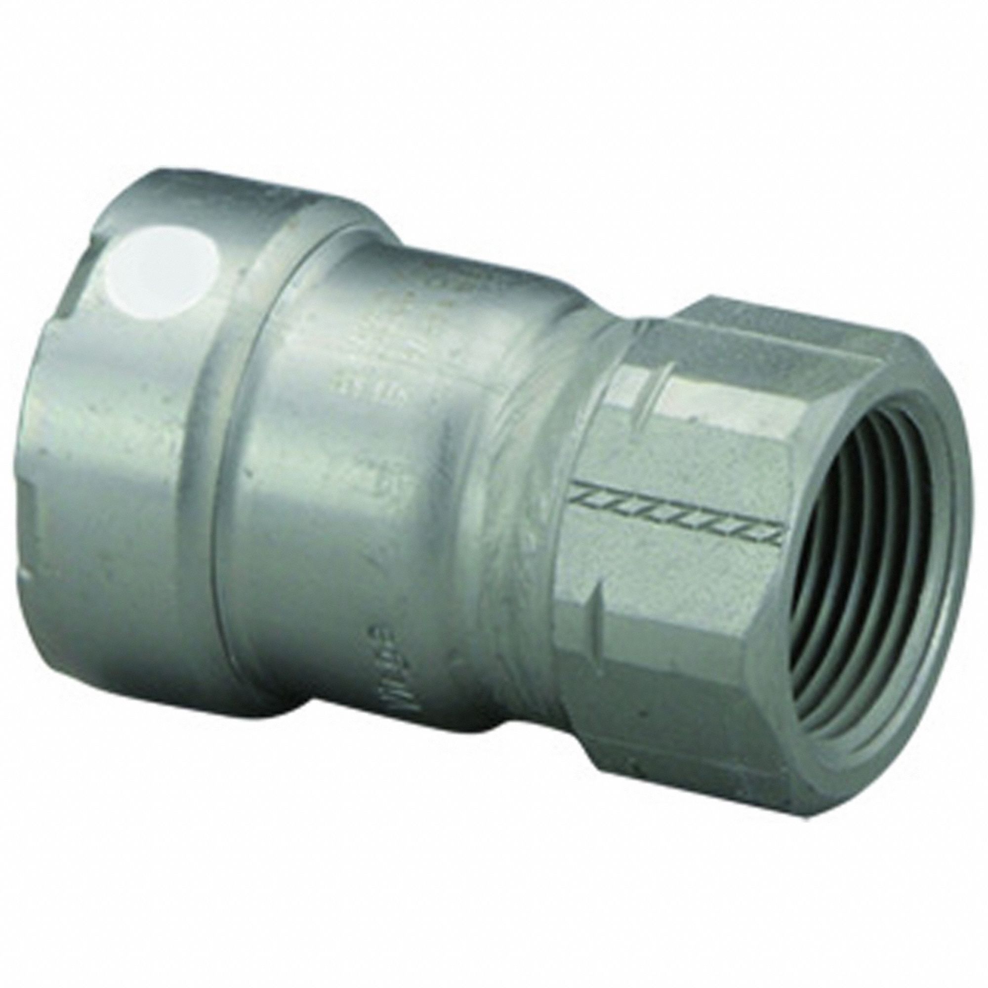 Crimp Adapter Fitting: 1 in Pipe x 1/2 in Pipe Size, Press-fit x FNPT, Carbon Steel