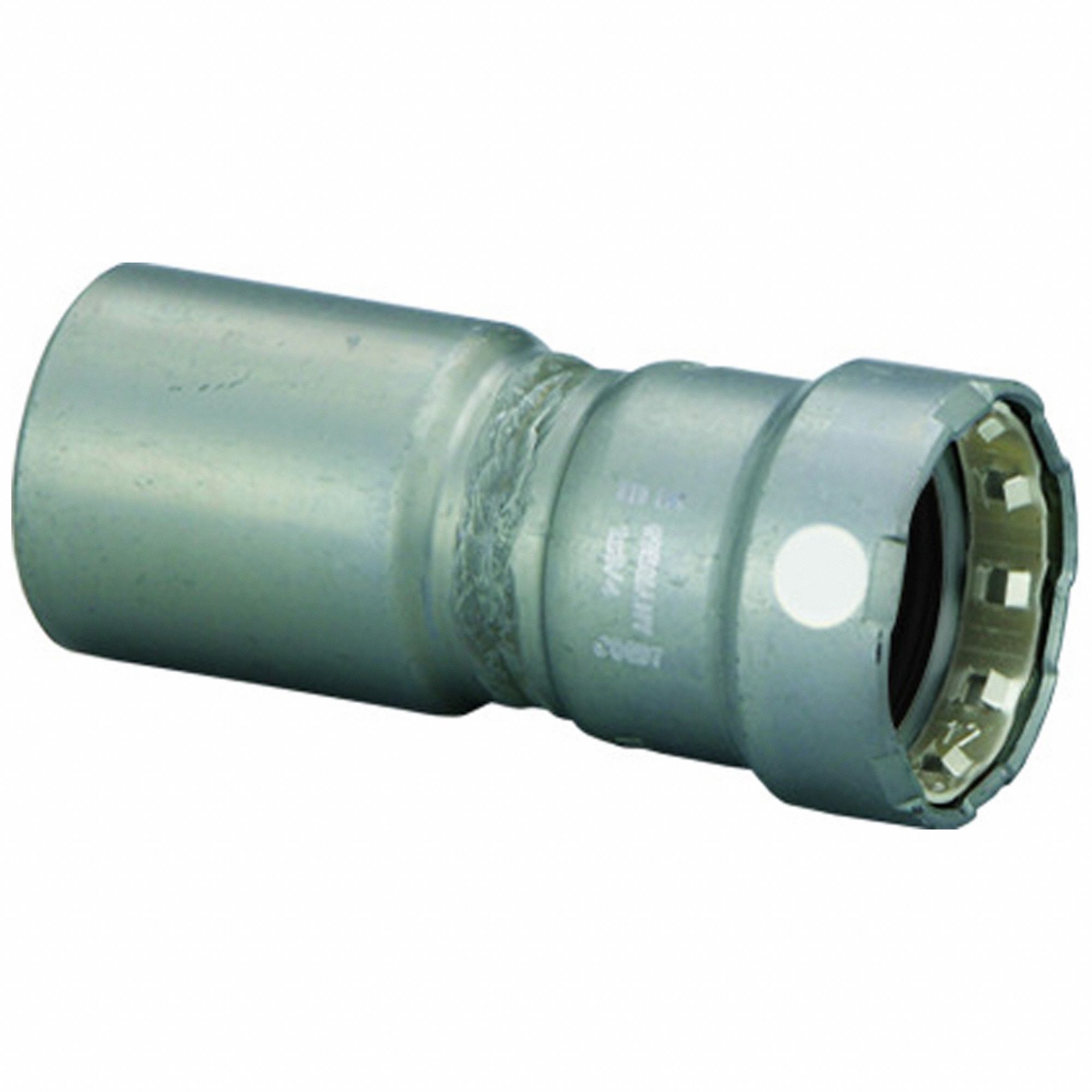 Crimp Fitting: 1 in Pipe x 3/4 in Pipe Size, FTG x Press-fit, Carbon Steel, FKM