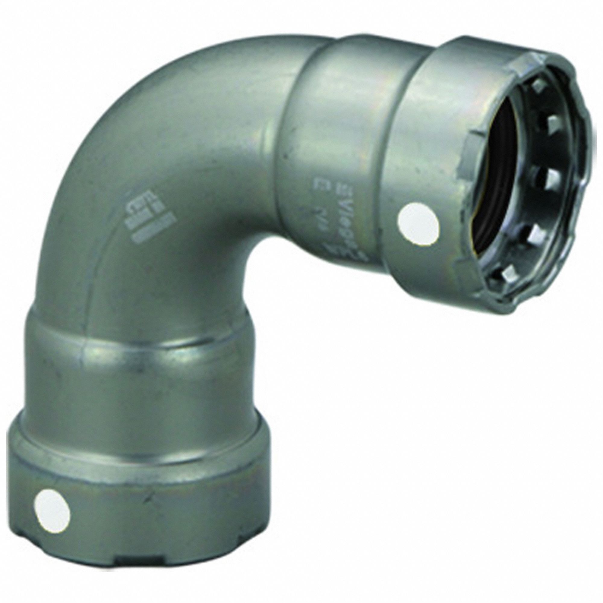 Crimp Elbow Fitting: 2 in Pipe x 2 in Pipe Size, Press-fit x Press-fit, Carbon Steel