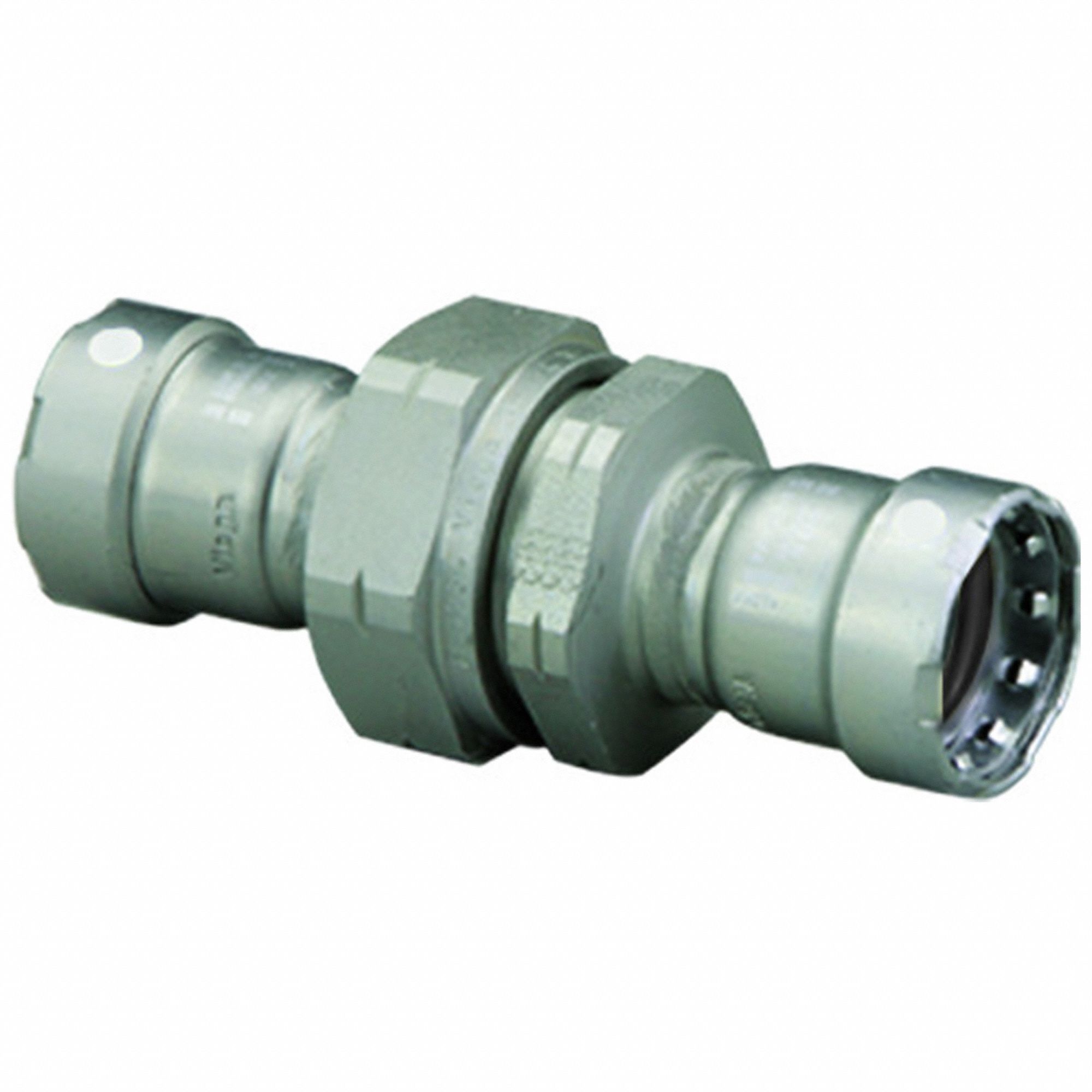 Crimp Union Fitting: 3/4 in Pipe x 3/4 in Pipe Size, Press-fit x Press-fit, FKM
