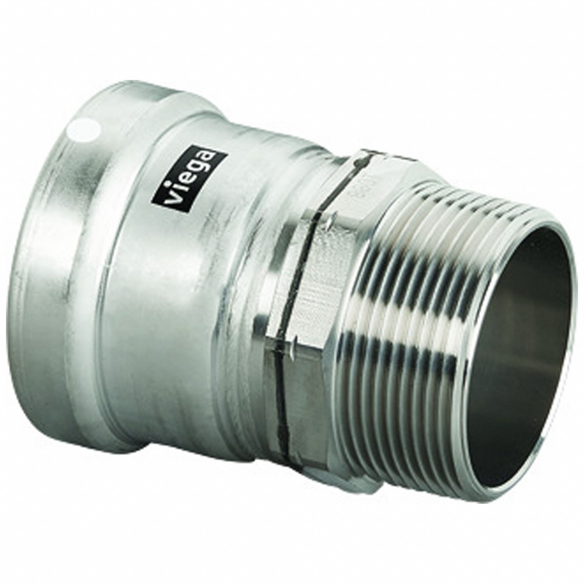 Crimp Adapter Fitting: 2 1/2 in Pipe x 2 1/2 in Pipe Size, Press-fit x MNPT, FKM