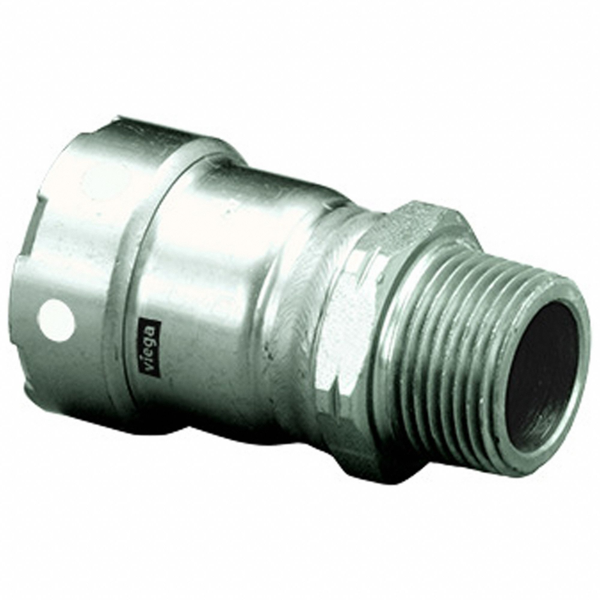 Crimp Adapter Fitting: 1/2 in Pipe x 1/2 in Pipe Size, Press-fit x MNPT, FKM