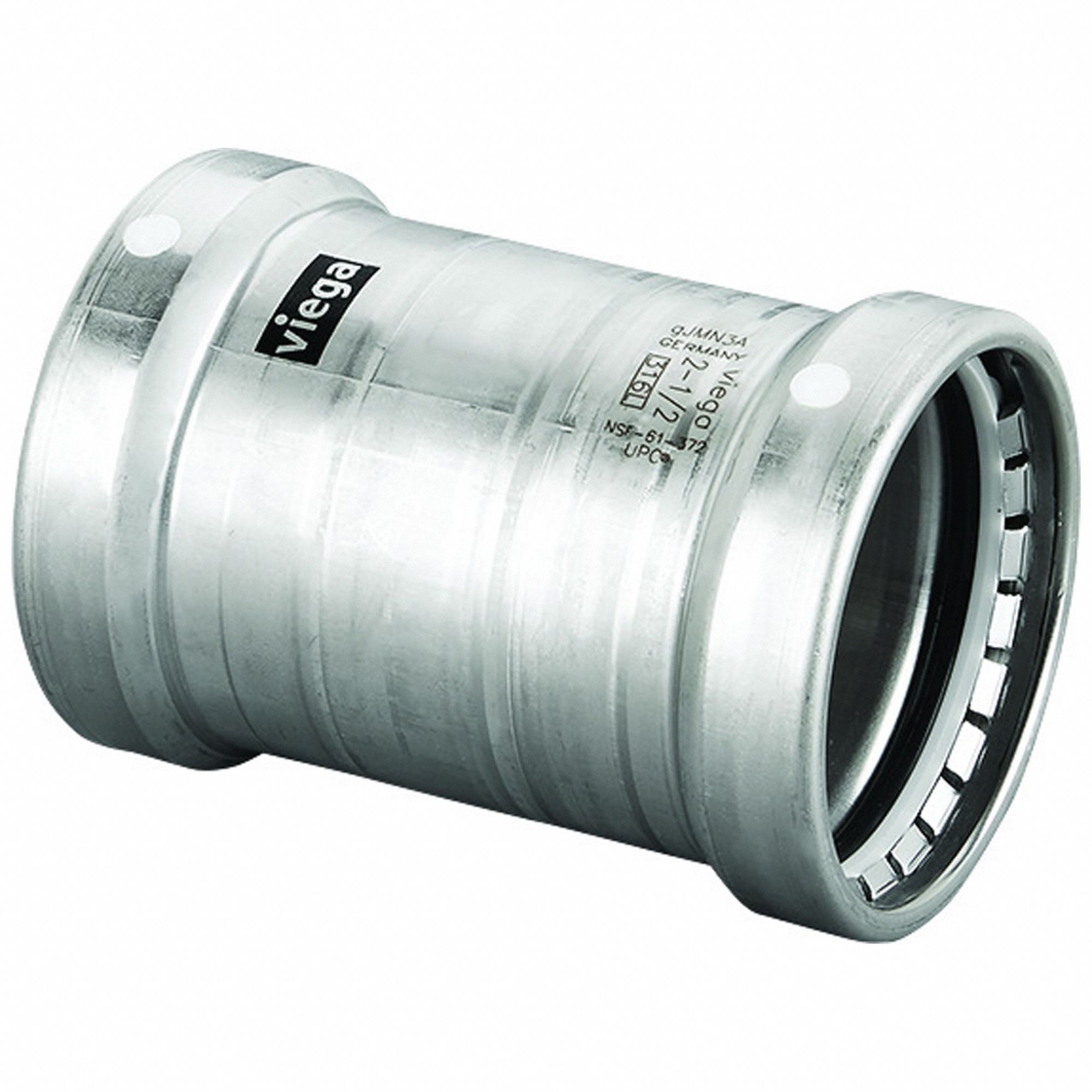 Crimp Coupling Fitting: 4 in Pipe x 4 in Pipe Size, Press-fit x Press-fit, FKM