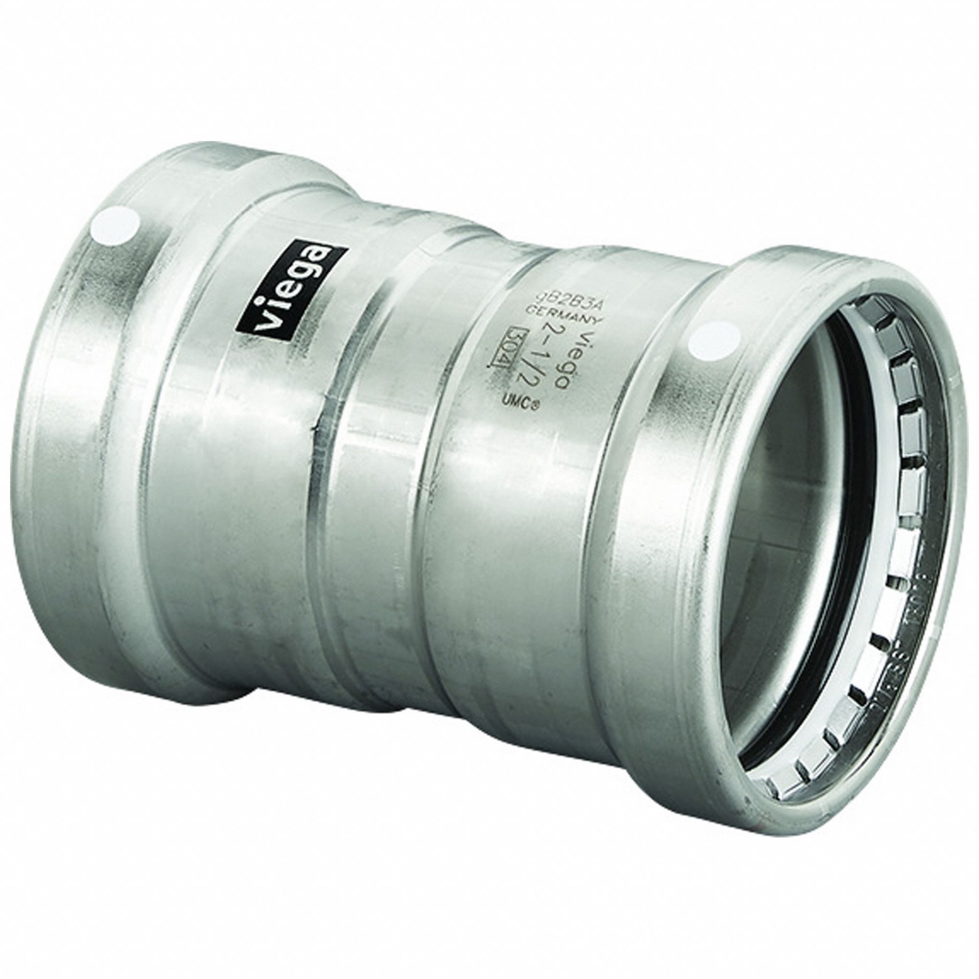 Crimp Coupling Fitting: 2 1/2 in Pipe x 2 1/2 in Pipe Size, Press-fit x Press-fit