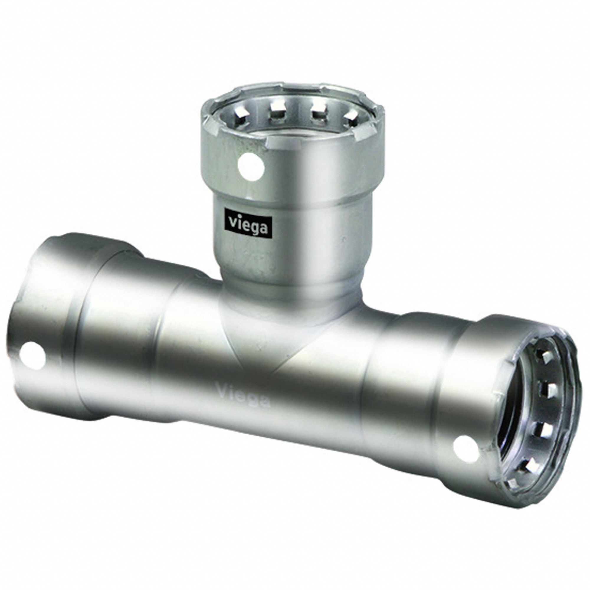 Crimp Tee Fitting: 3/4 in Pipe x 3/4 in Pipe x 3/4 in Pipe Size, FKM