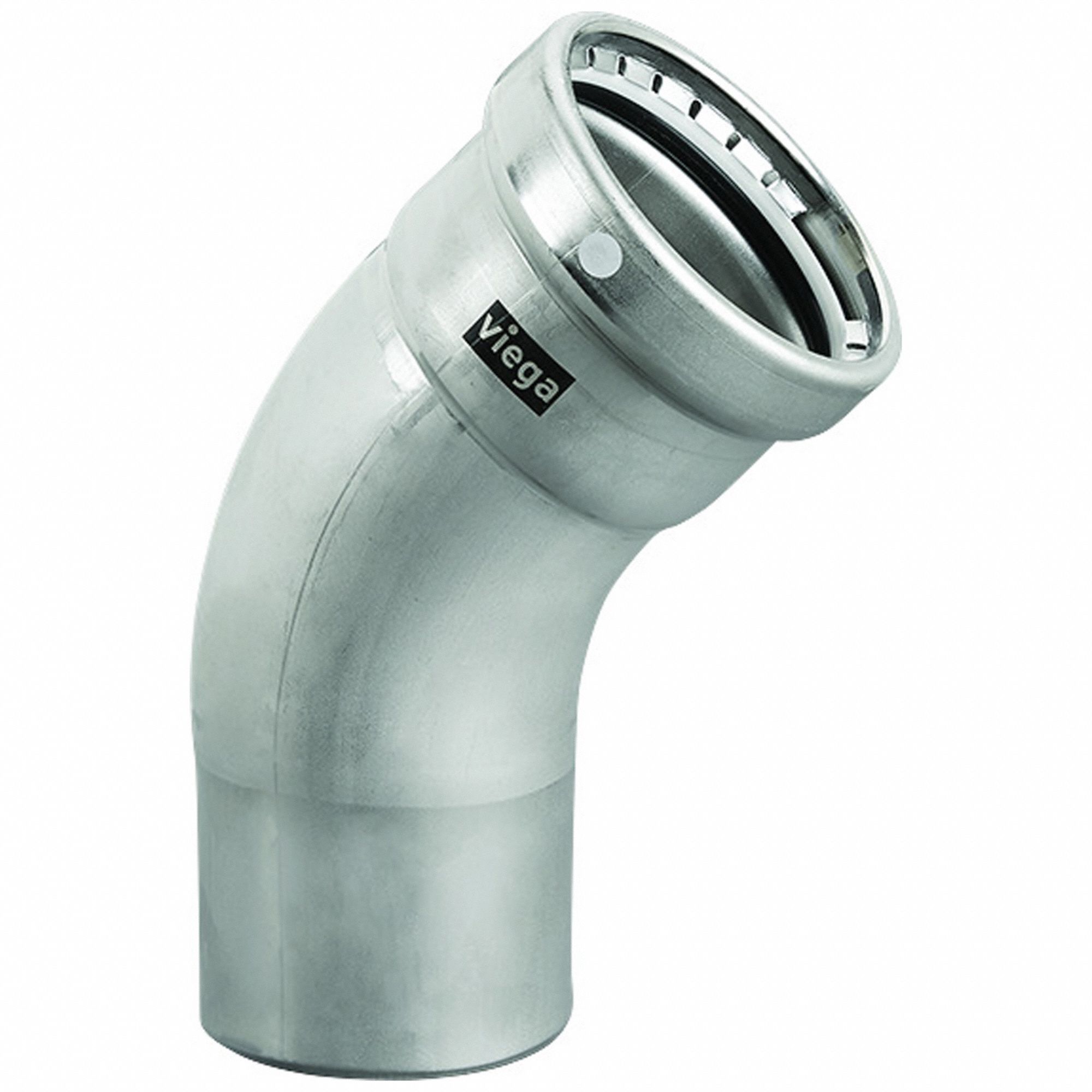 Crimp Elbow Fitting: 2 1/2 in Pipe x 2 1/2 in Pipe Size, FTG x Press-fit, FKM