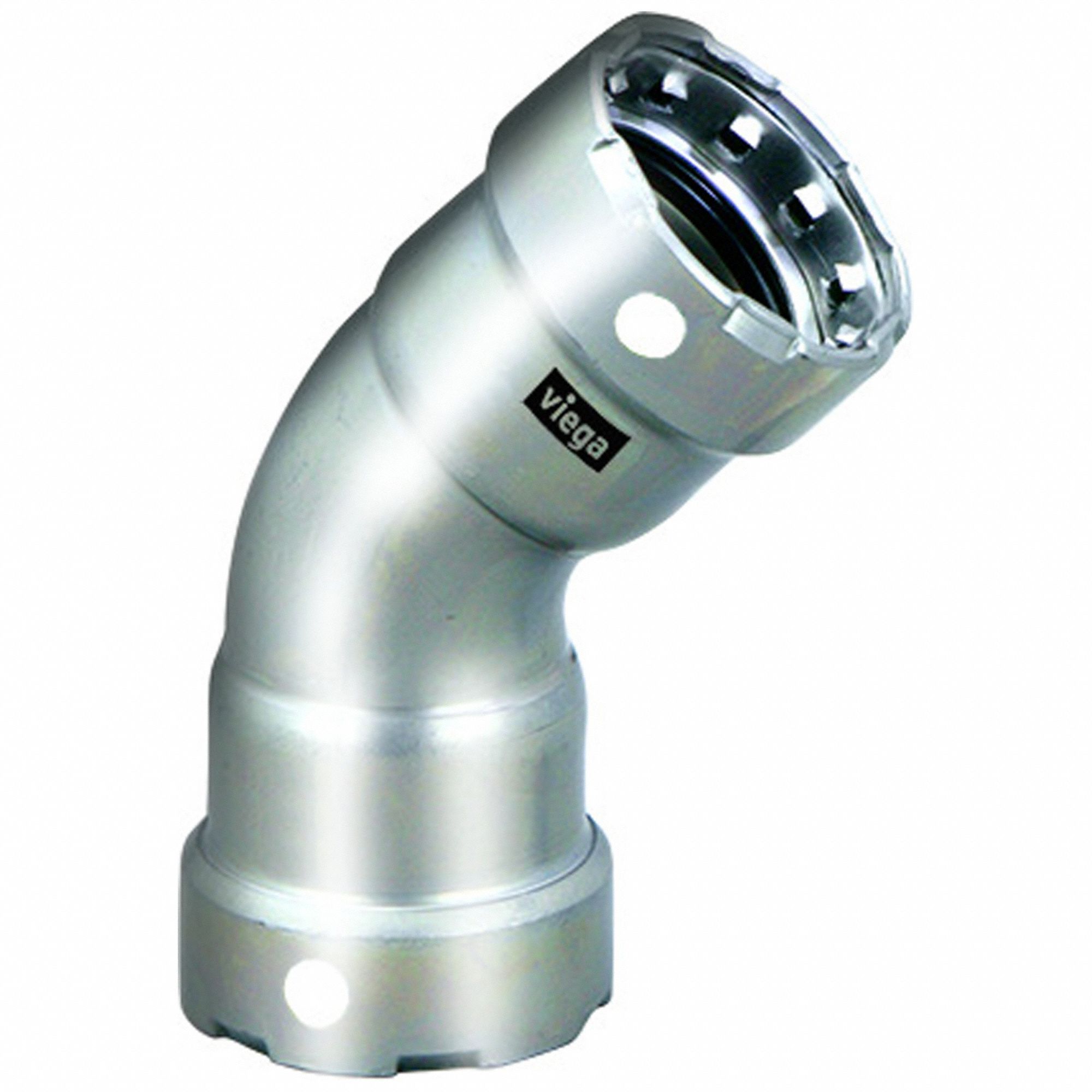 Crimp Elbow Fitting: 1 1/4 in Pipe x 1 1/4 in Pipe Size, Press-fit x Press-fit, FKM