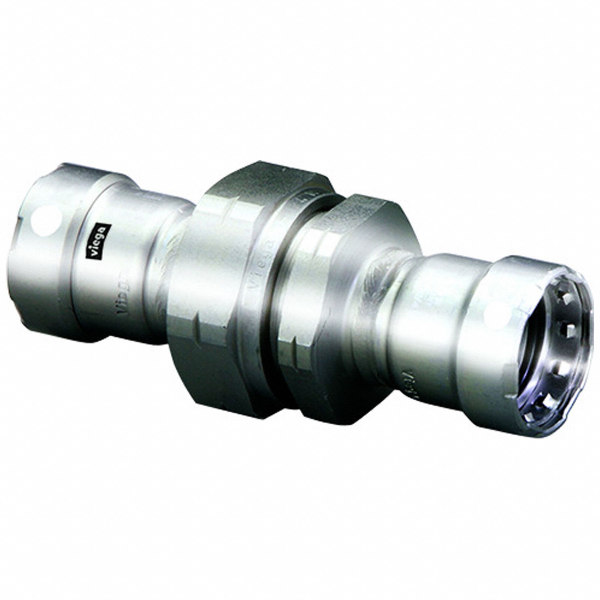 Crimp Union Fitting: 1/2 in Pipe x 1/2 in Pipe Size, Press-fit x Press-fit, FKM