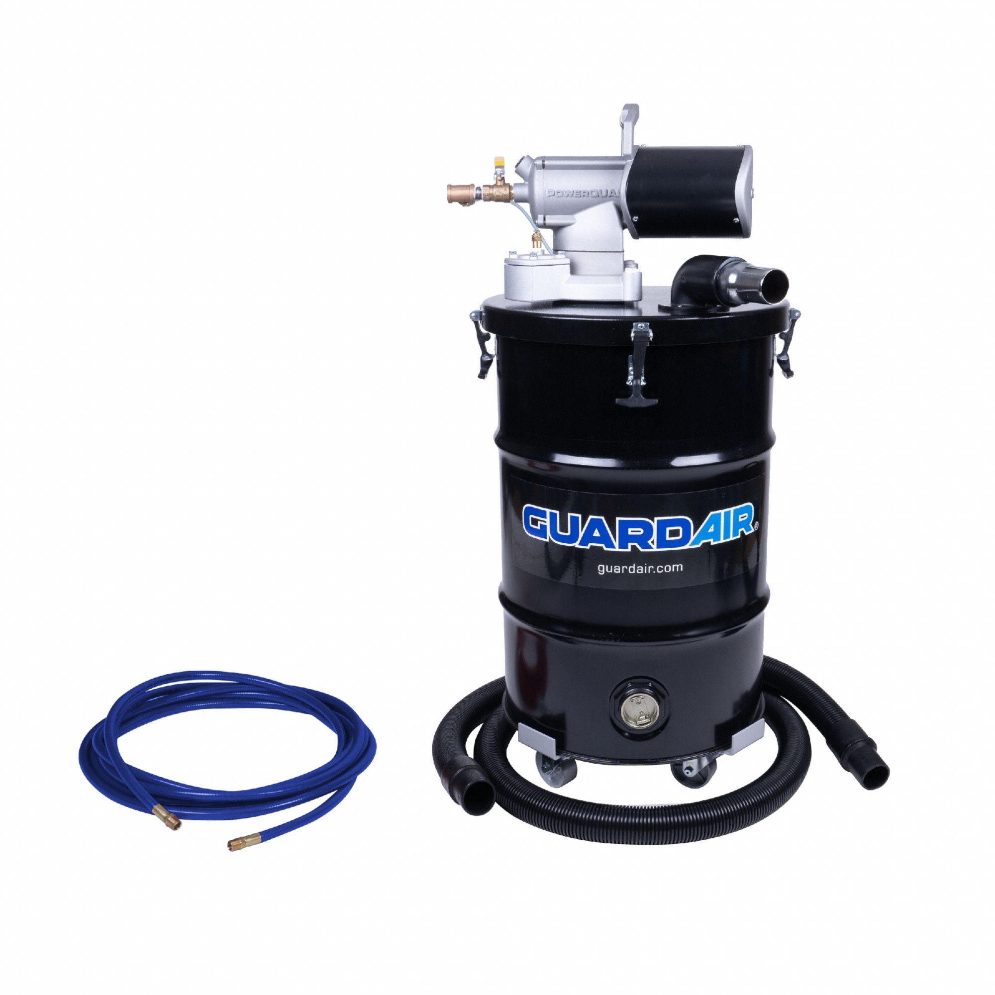 Pneumatic Vacuum: Dry/Wet, Bagless, OSHA Table 1 Compliant, 30 gal Tank Size, 2 in Hose Dia