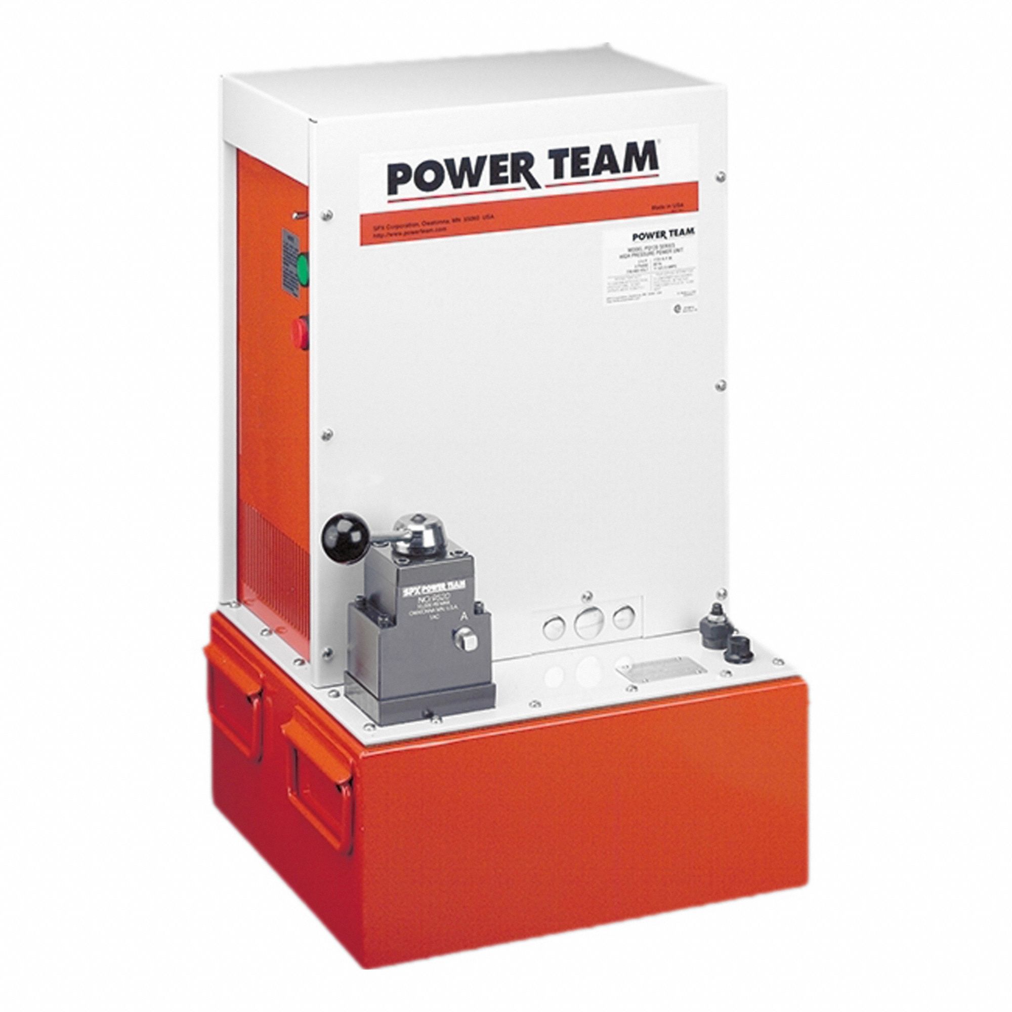 POWER TEAM Electric Hydraulic Pump Units: 10,000 psi Max. Op Pressure, 730 cu in/min Max. Flow Rate (MPN PQ1203-230). Key specifications — attr941810: PQ1203-230; attr941817: 3-Way; attr941814: Advance.