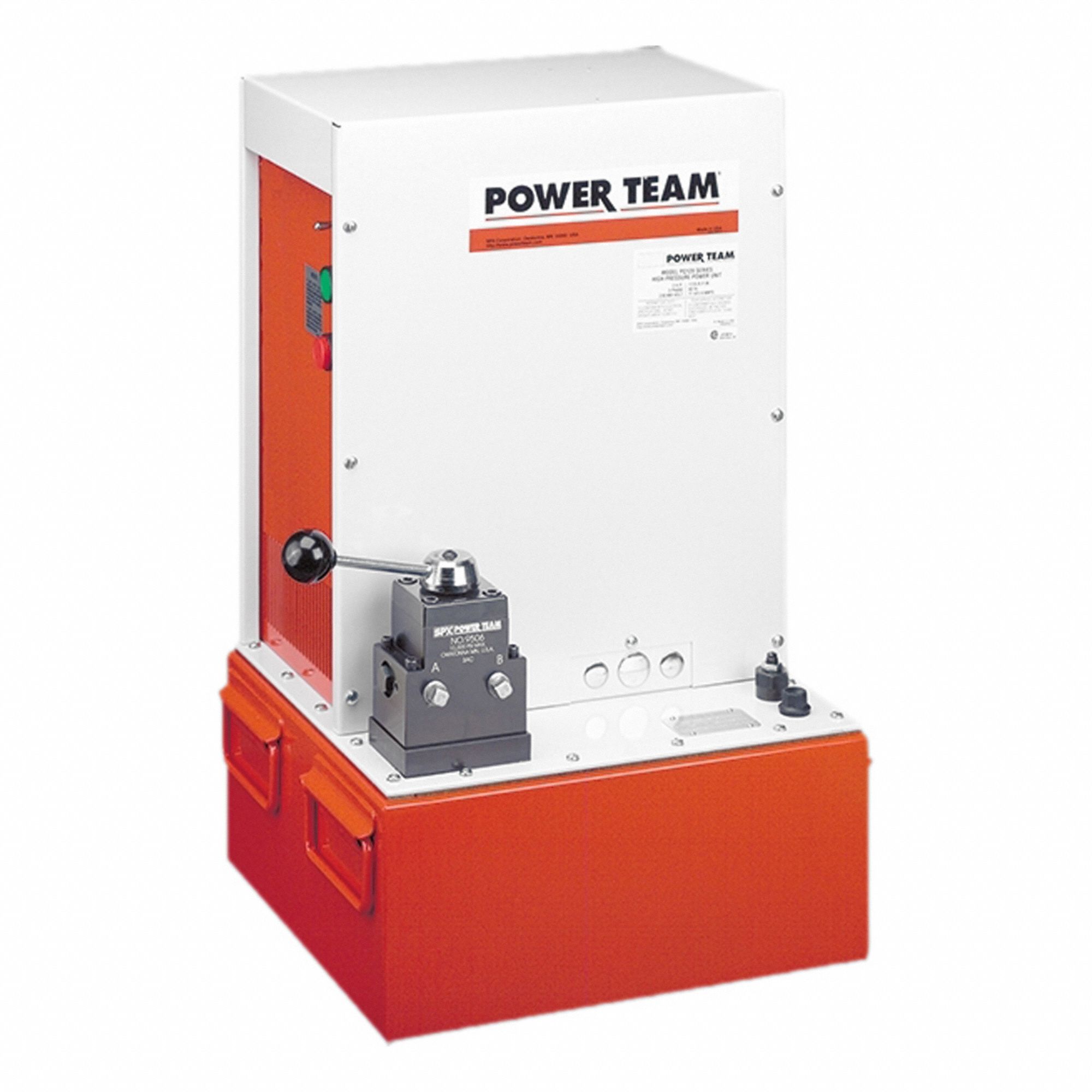 POWER TEAM Electric Pump: 10,000 psi Max. Op Pressure, 730 cu in/min Max. Flow Rate, 3 hp Max. HP (MPN PQ1204). Key specifications — attr941810: PQ1204; attr941817: 4-Way; attr941814: Advance.