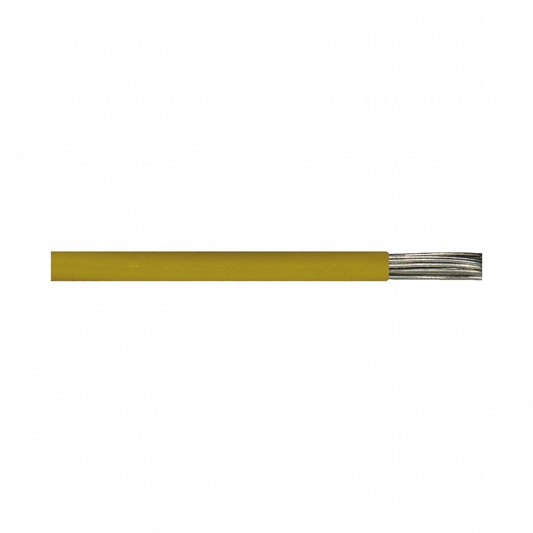 High Temp/Voltage Lead Wire: 18 AWG Conductor Size, Yellow, 200°C / 392°F