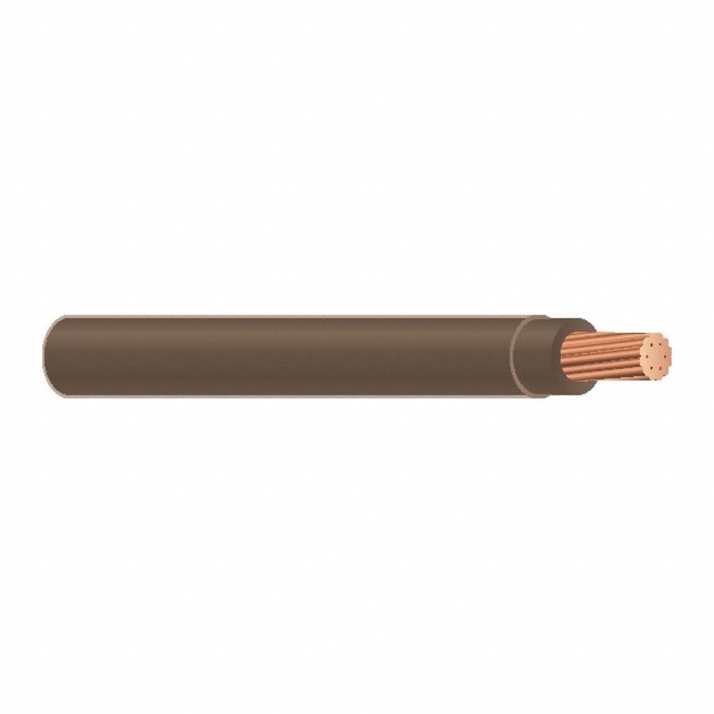 Building Wire: Copper, 10 AWG, 1 Conductors, Solid, Brown, 1, 000 ft Lg, THHN/THWN-2