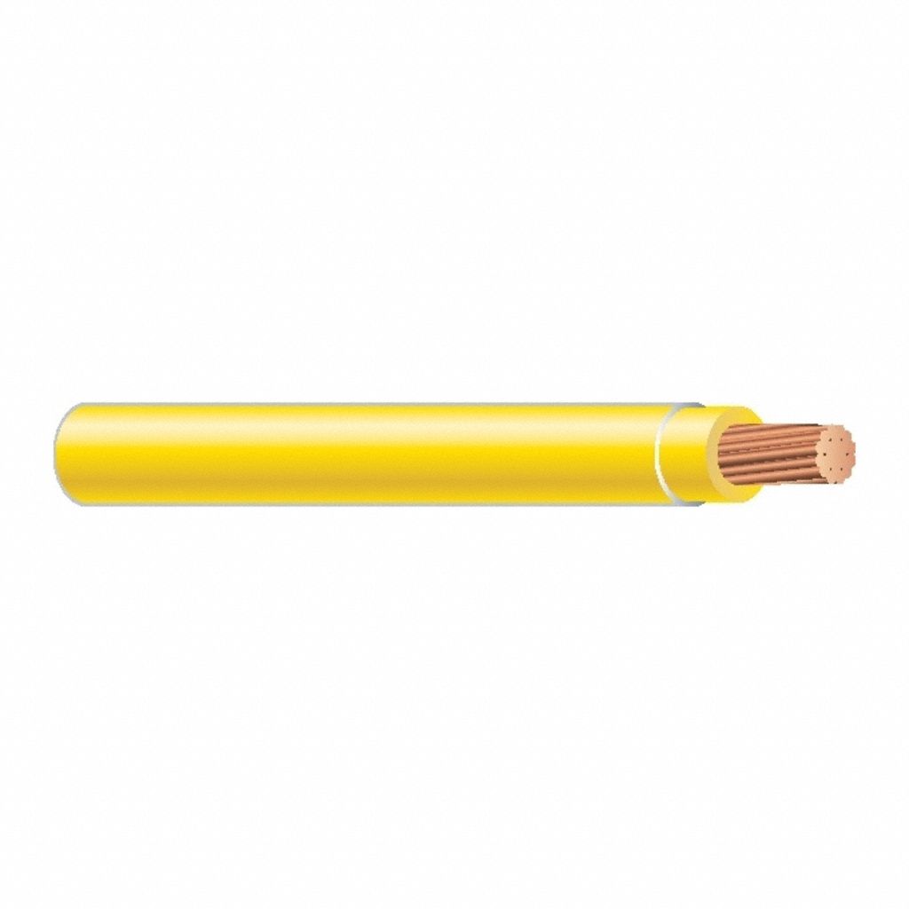 Building Wire: Copper, 10 AWG, 1 Conductors, Stranded, Yellow, 1, 000 ft Lg, THHN/THWN-2