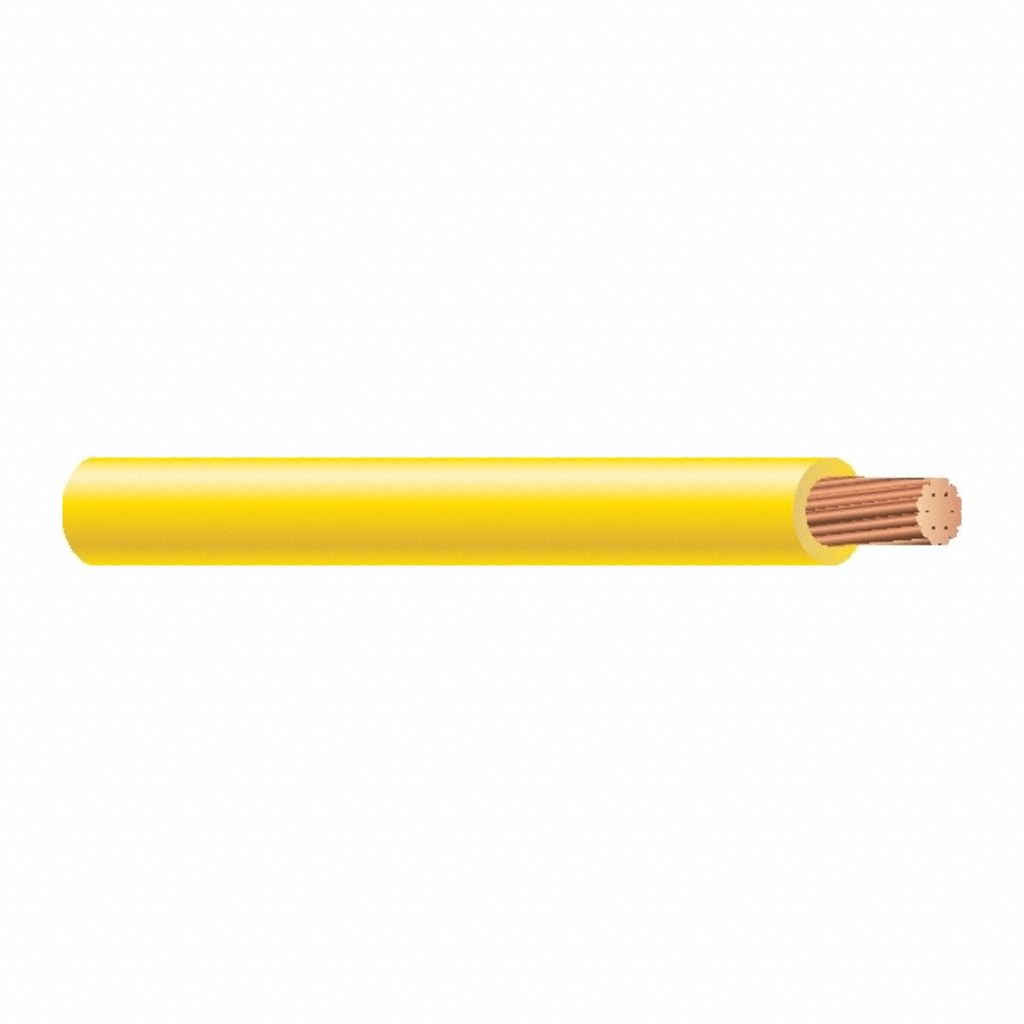 Building Wire: Copper, 8 AWG, 1 Conductors, Stranded, Yellow, 1, 000 ft Lg, THHN/THWN-2