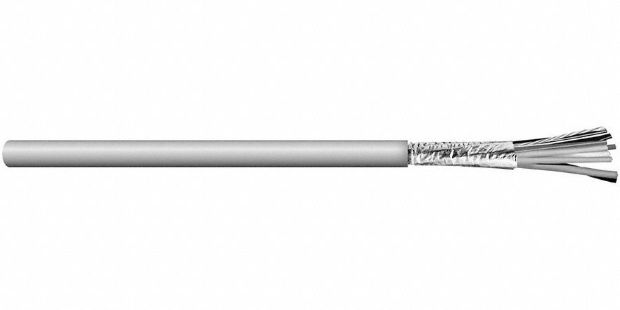 Communication Cable: 100 ft Cable Lg, 7 Strands, 24 AWG, Riser, Comm Cable, PVC, Gray, PVC