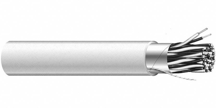 Communication Cable: 100 ft Cable Lg, 16 Strands, 18 AWG, Commercial, Comm Cable, PVC, Gray