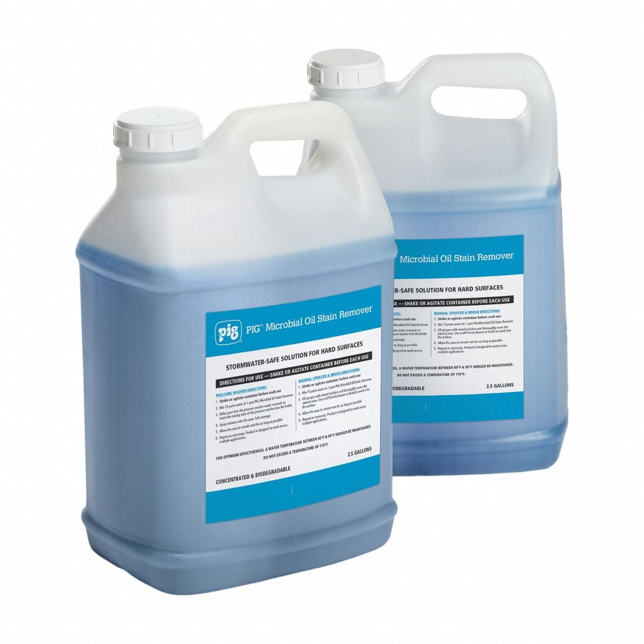 Oil Stain Remover: Microbial Oil Stain Remover, 2.5 gal Container Size, Oil and Fuel Stains