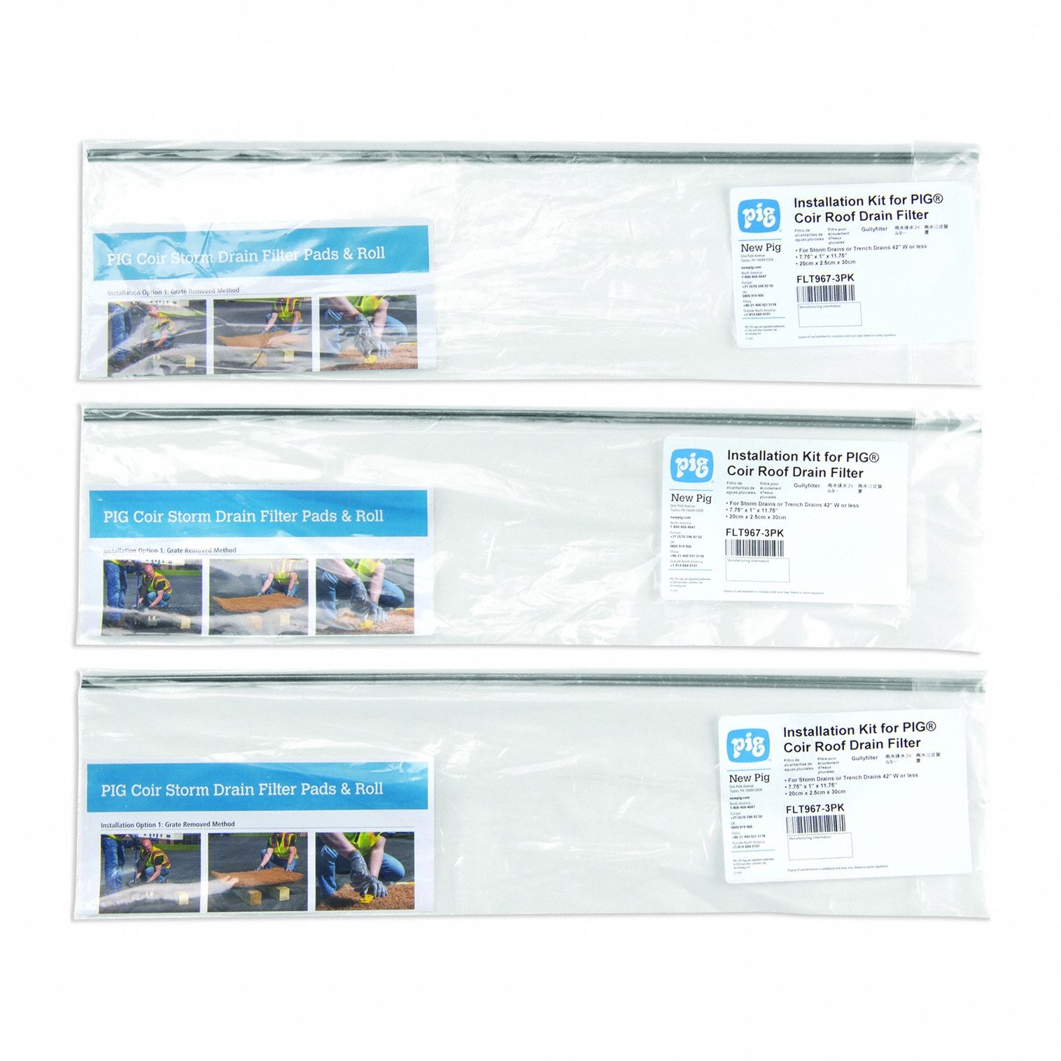 Stormwater Over-the-Drain Filter: 11 3/4 in L x 7 3/4 in W, 11 3/4 in Lg, (2) Grid Wires, 3 PK