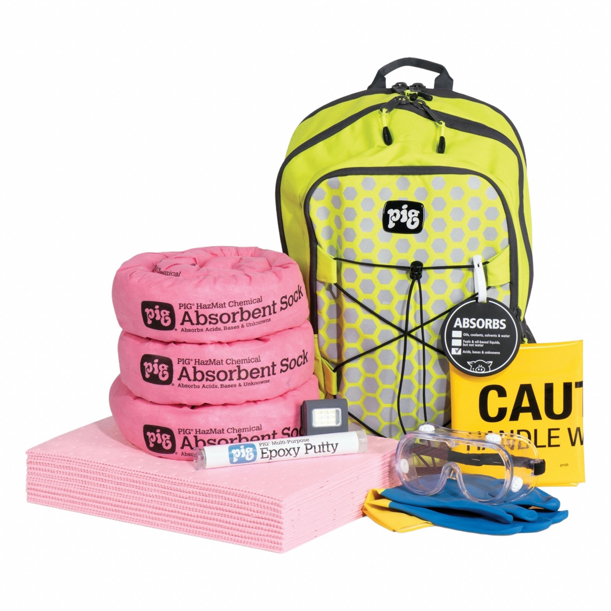 Spill Kit: Bag, 5 gal Volume Absorbed Per Kit, Green