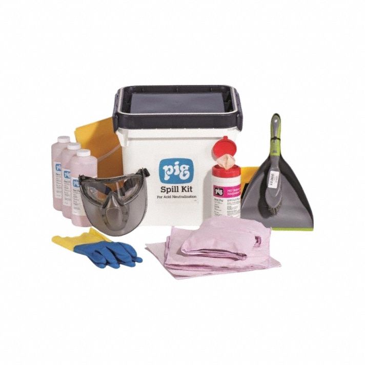 Spill Kit: 12 gal Container Capacity, Bucket, 4 gal Volume Absorbed Per Kit, Yellow