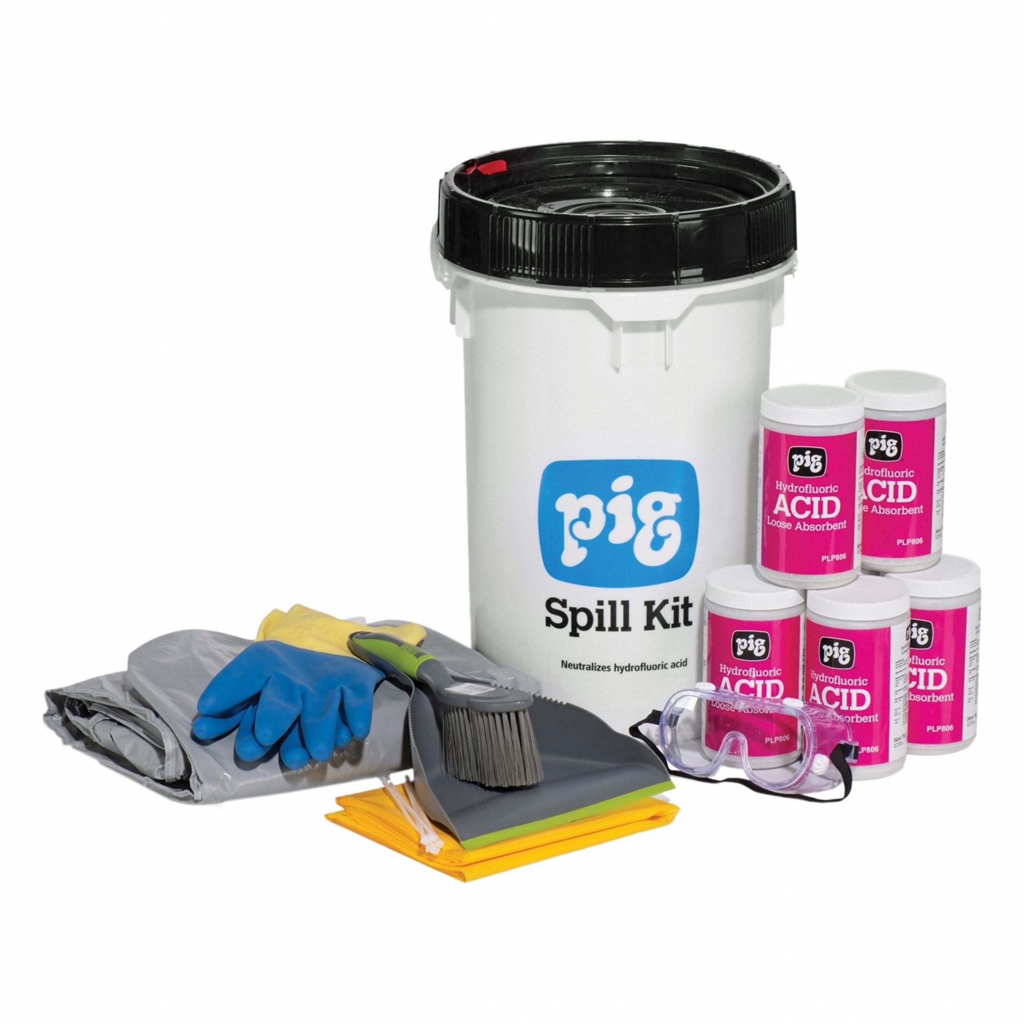 Spill Kit: Bucket, 1 gal Volume Absorbed Per Kit, White