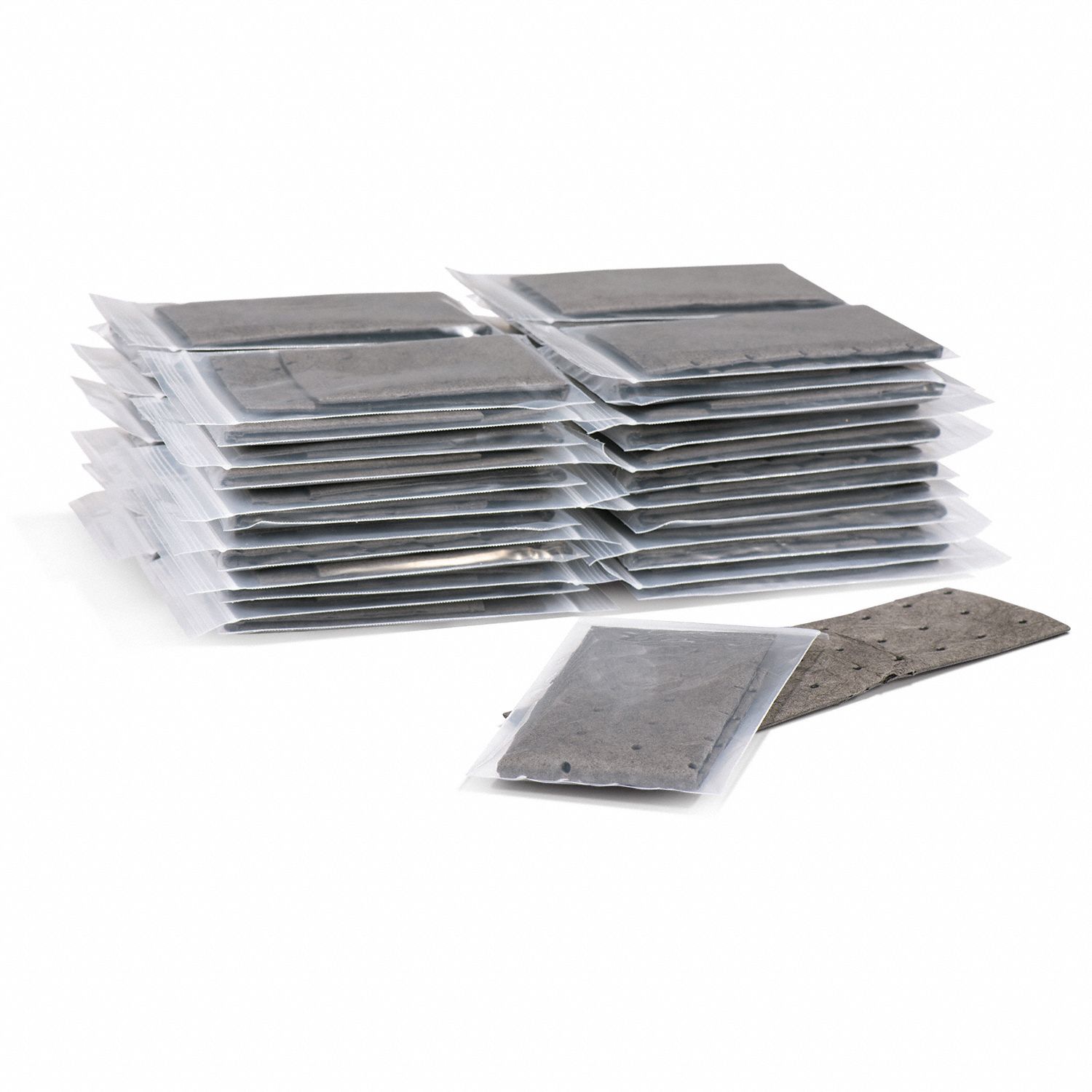 Sorbent Pad: Sorbent Pad, 4 in Wd, 6 in Lg, Gray, 50 Pads, Not Perforated, 50 PK