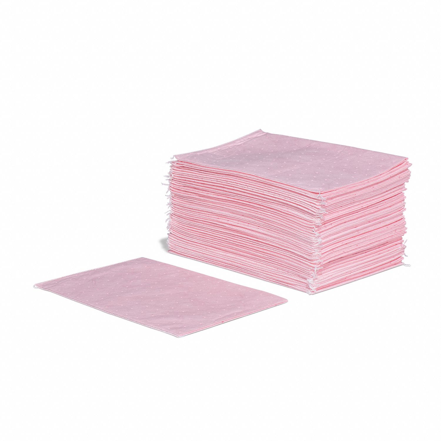 Sorbent Pad: Sorbent Pad, 9 1/2 in Wd, 14 1/2 in Lg, Pink, 50 Pads, Acids/Bases/Universal, 50 PK