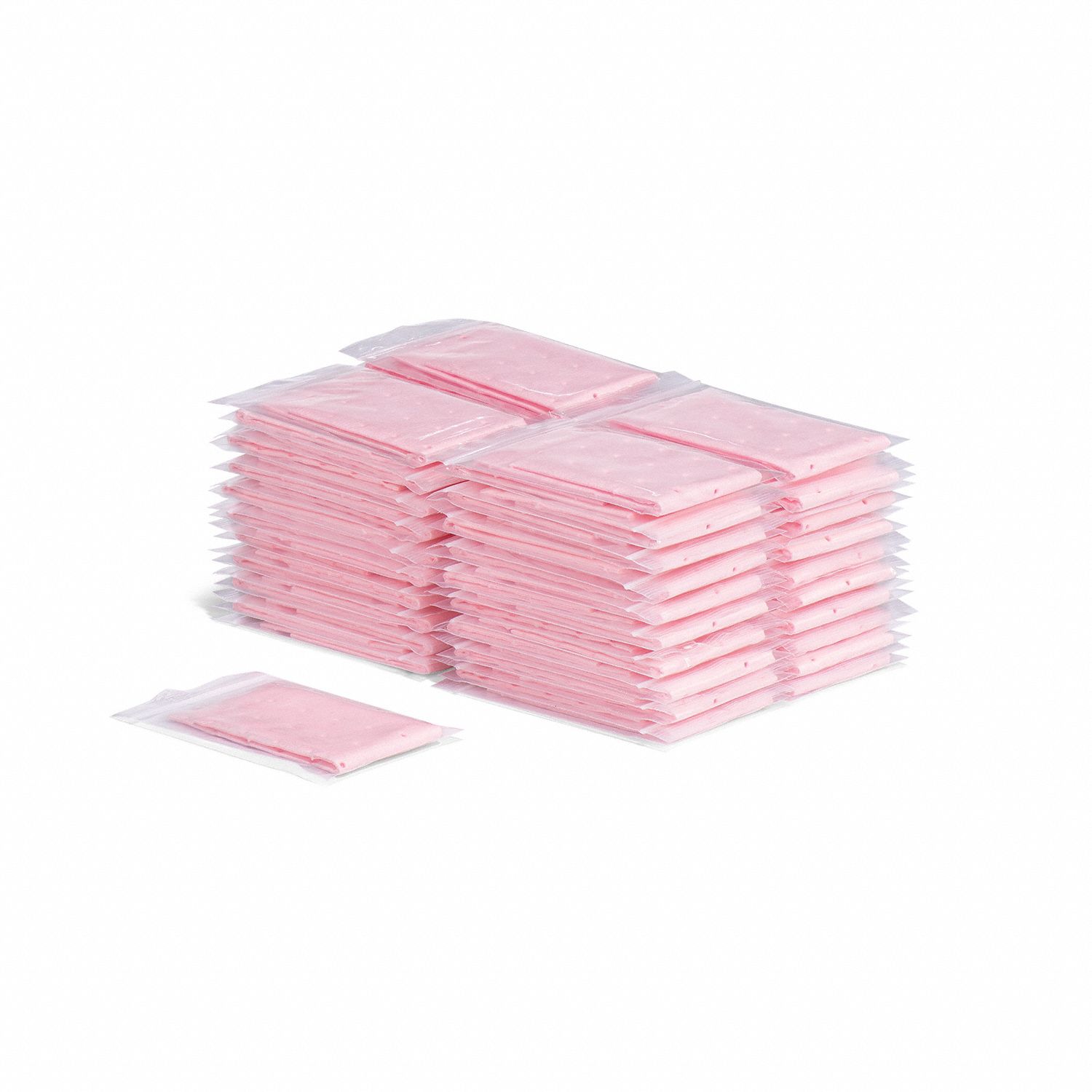Sorbent Pad: Sorbent Pad, 4 in Wd, 6 in Lg, Pink, 50 Pads, Acids/Bases/Universal, 50 PK