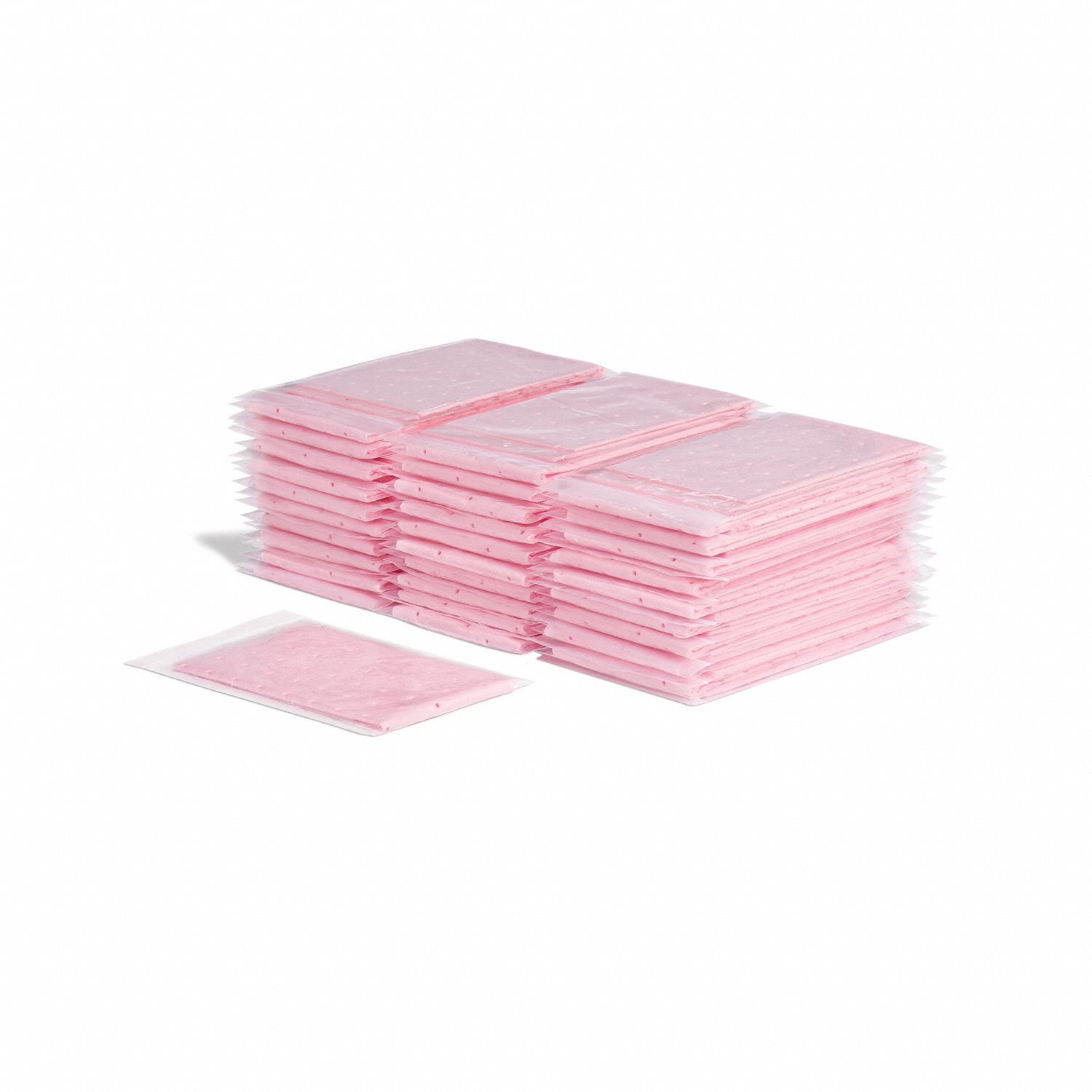 Sorbent Pad: Sorbent Pad, 6 in Wd, 9 in Lg, Pink, 50 Pads, Acids/Bases/Universal, 50 PK