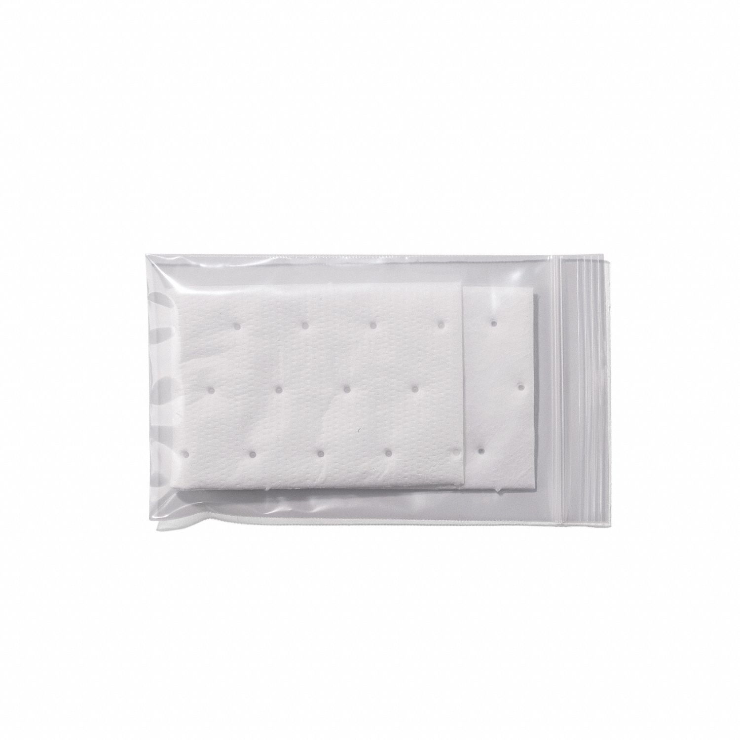 Sorbent Pad: Sorbent Pad, 4 in Wd, 6 in Lg, White, 50 Pads, Fuels/Oils, Not Perforated, 50 PK