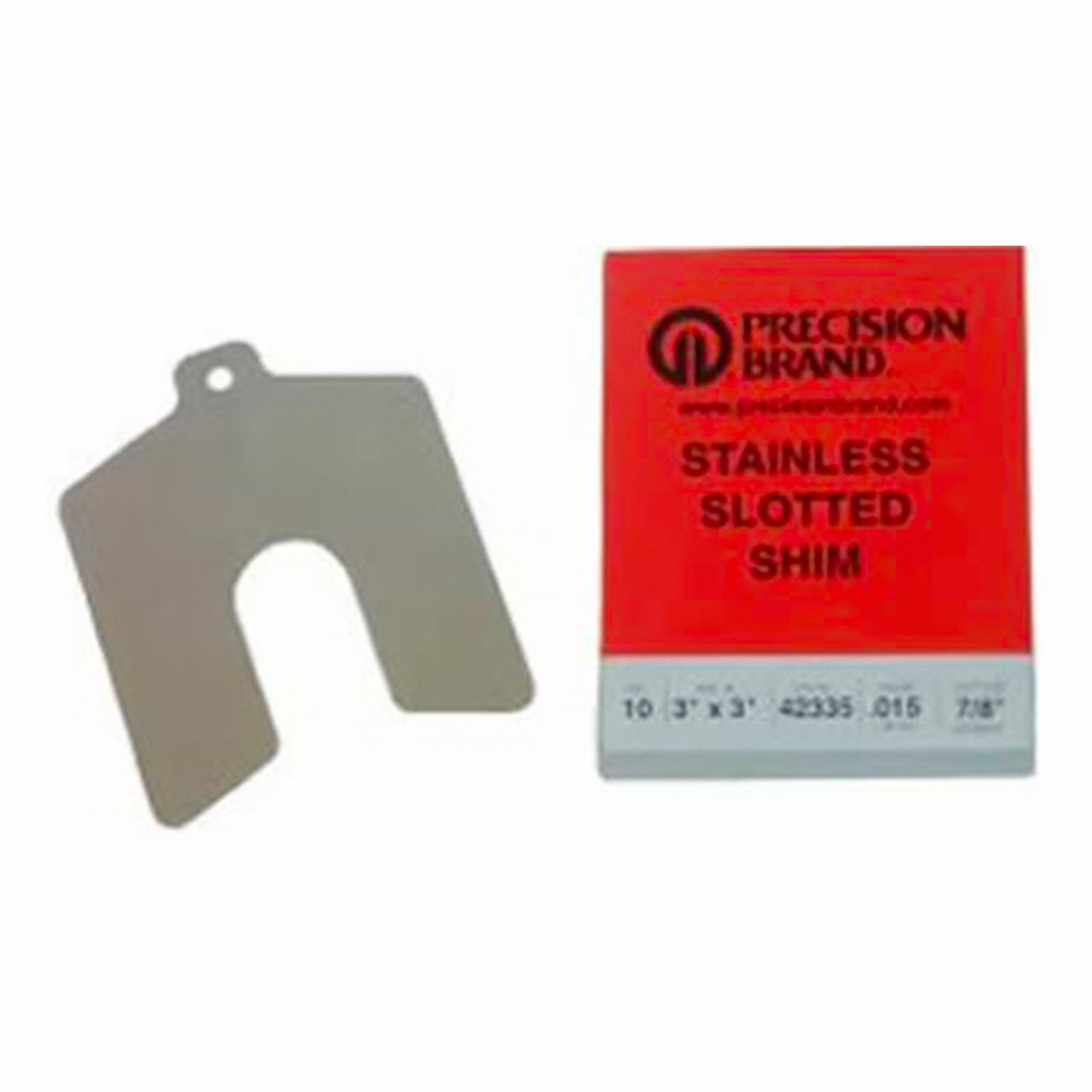 SLOTTED SHIM, STAINLESS STEEL, 300 STAINLESS STEEL, 050INX2INX2IN