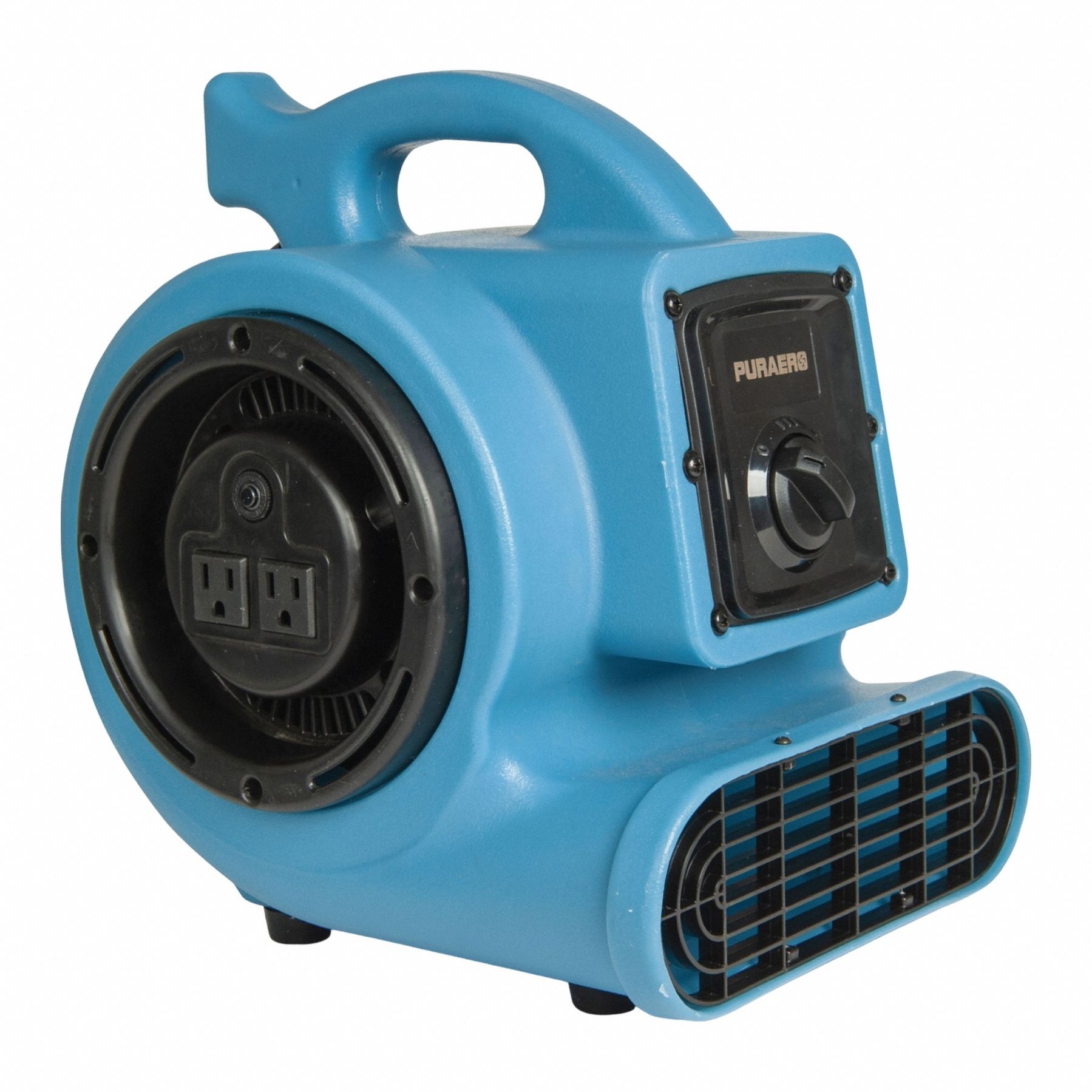 Portable Blower: 800 cfm, Fixed Frame, 3 Speeds, 1/5 hp, 115V AC, 10 ft Cord, Blue, Variable