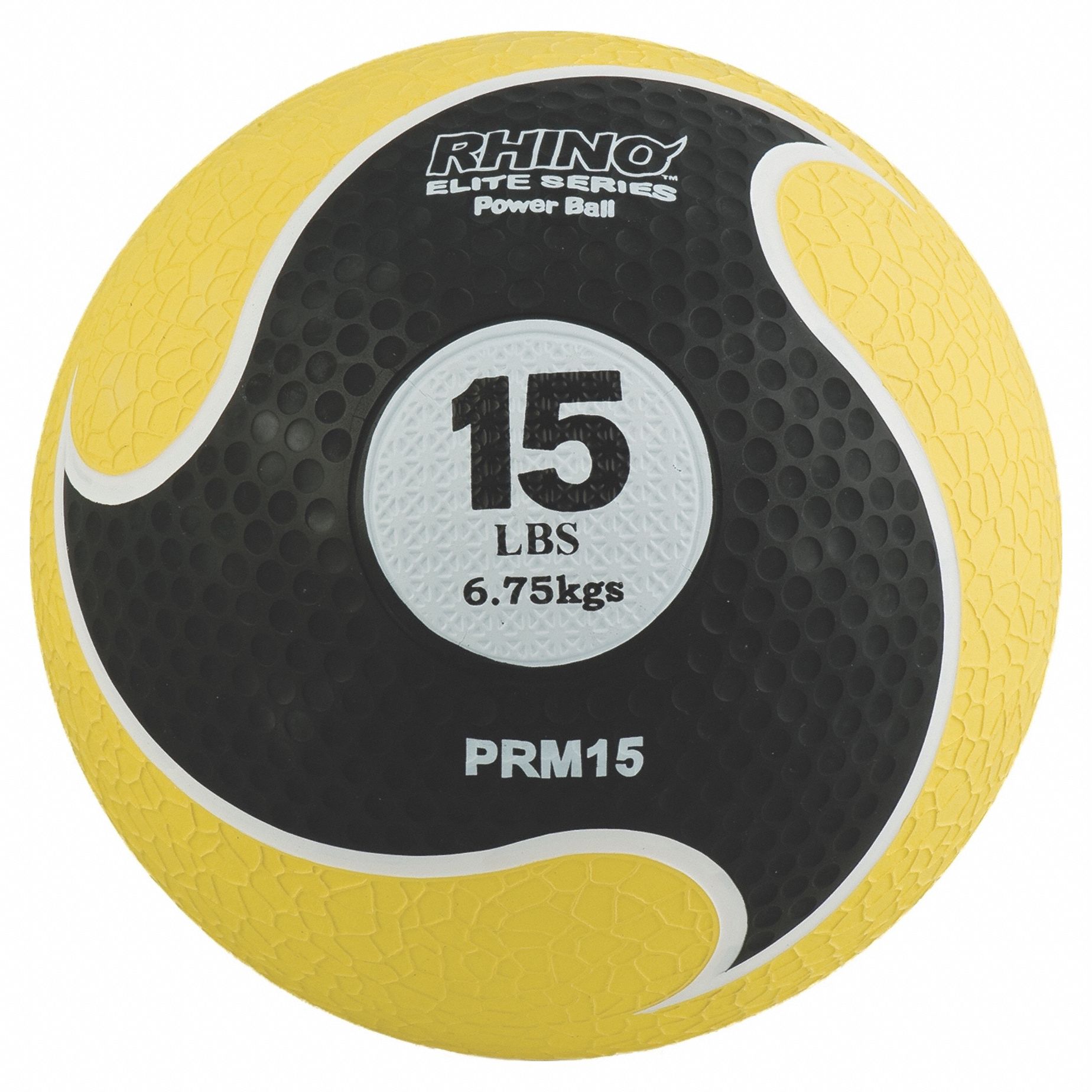 Medicine Ball: 11 in Overall Dia, Yellow, 15 lb