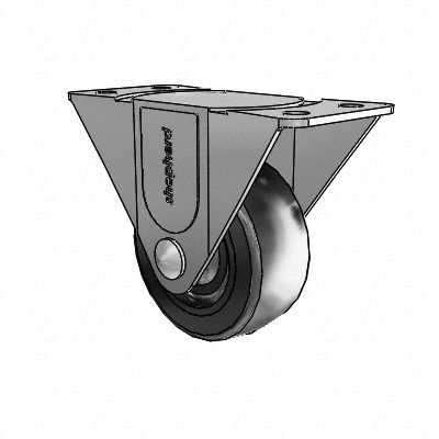 Plate Caster: Rigid, No Brake, Rubber, 3 in Wheel Dia., 1 1/4 in Wheel Wd, Hole