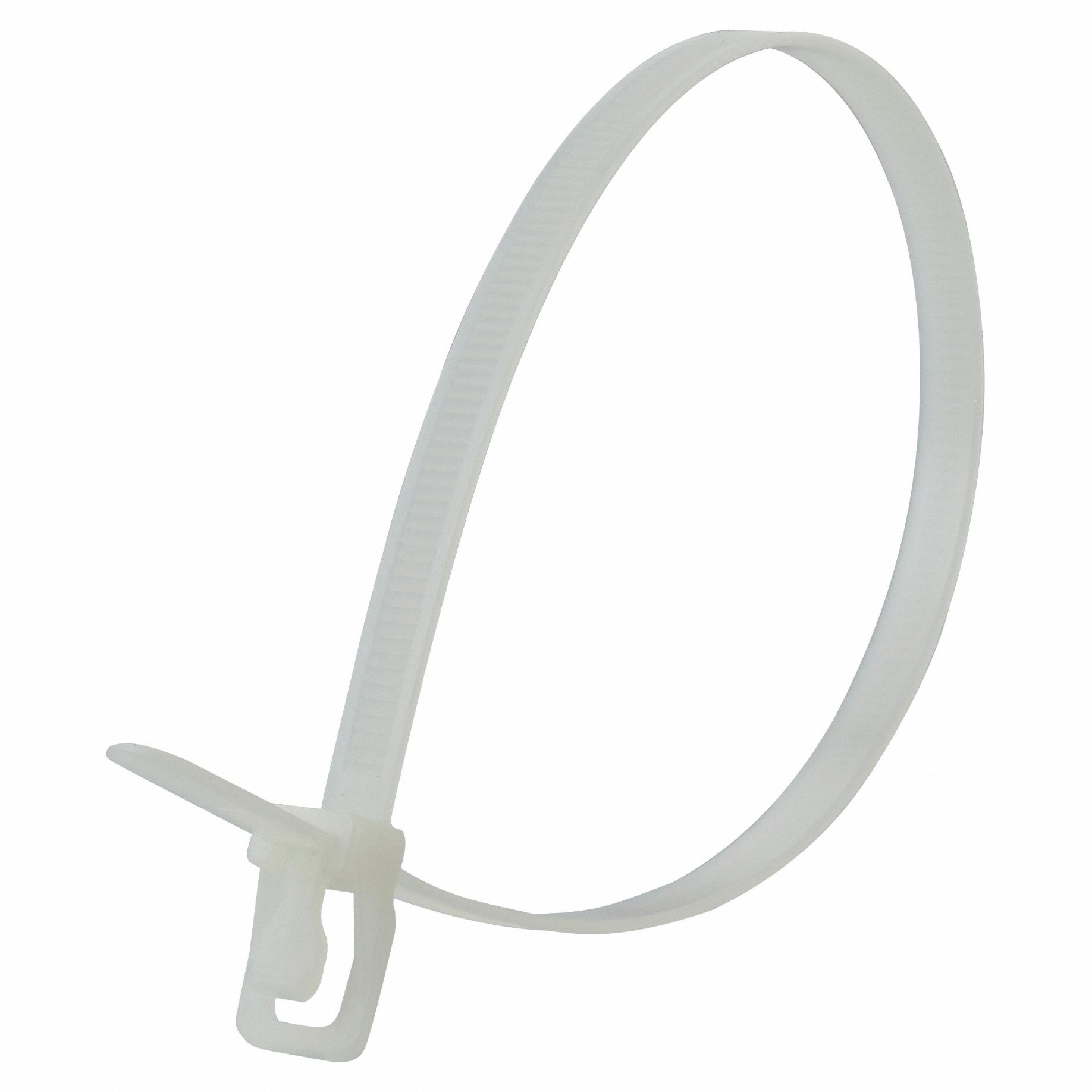 Releasable Cable Tie: Natural, 32 in Lg, Max. 245 mm Bundle Dia., 175 lb Rated, 10 PK
