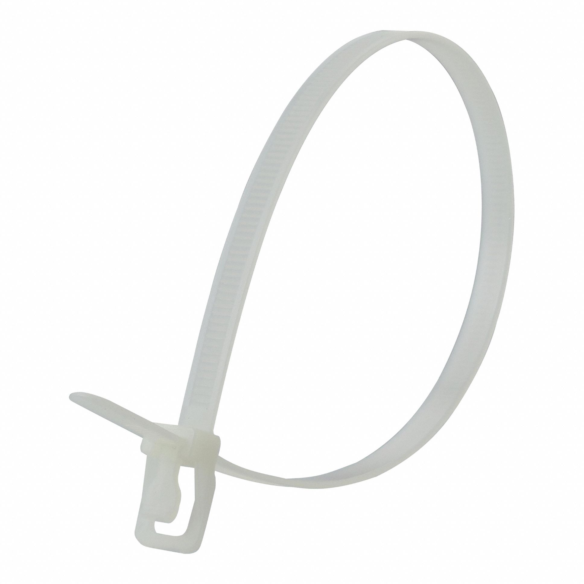 Reusable Cable Ties: Natural, 8 in Lg, Max. 55 mm Bundle Dia., 120 lb Rated, 100 PK