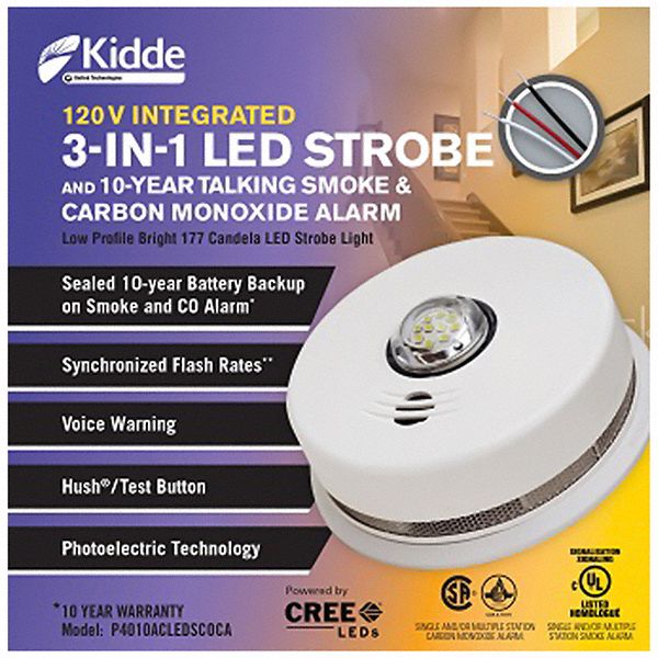 KIDDE SMOKE/STROBE/CO W/10YR BATT BACKUP - Carbon Monoxide and Smoke ...