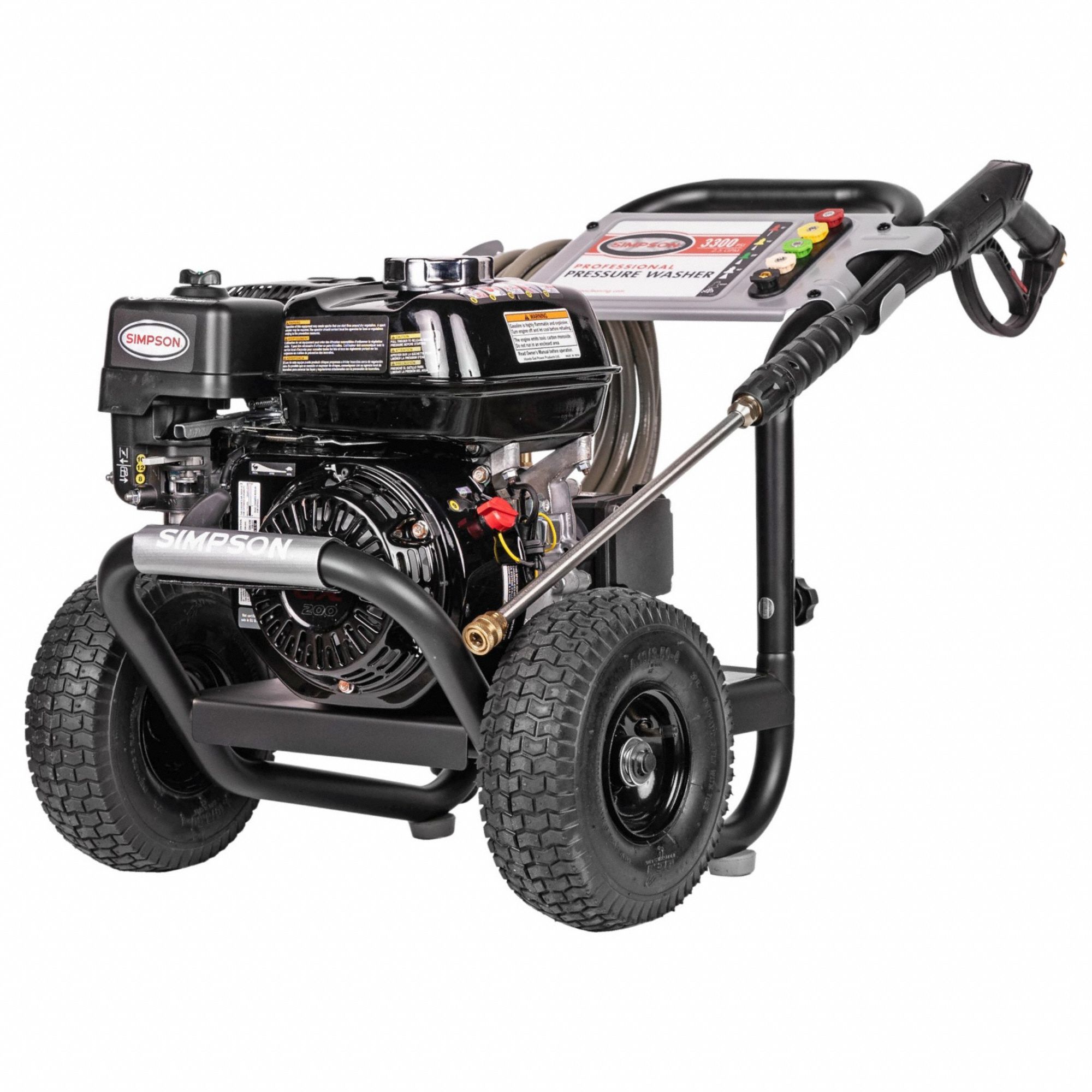 Gas-Powered Pressure Washer: Medium Duty, Cart, 3, 300 psi, 2.5 gpm, Honda Engine