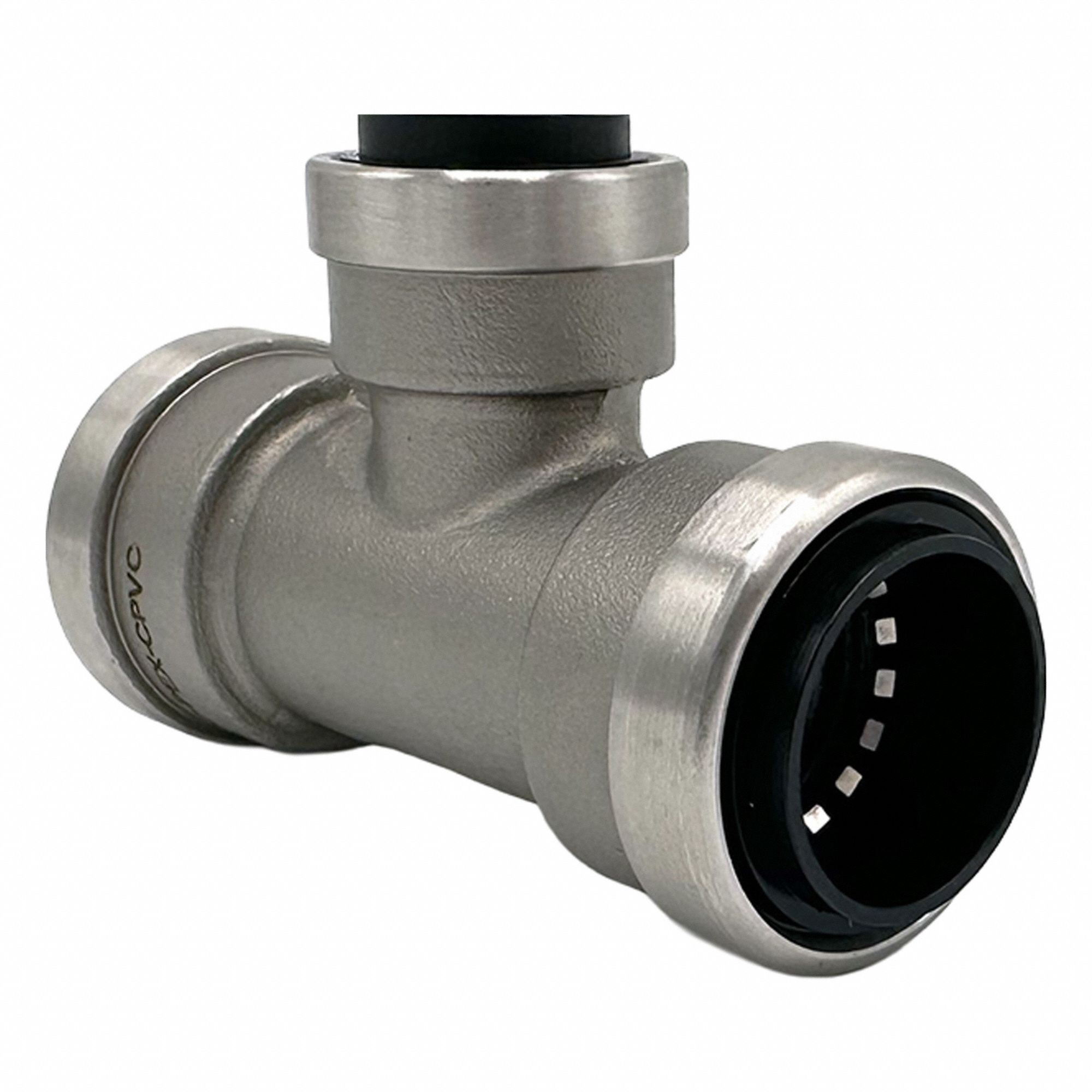 Reducing Tee: 3/4 in OD x 3/4 in OD x 1/2 in OD Size, Stainless Steel, Reducer