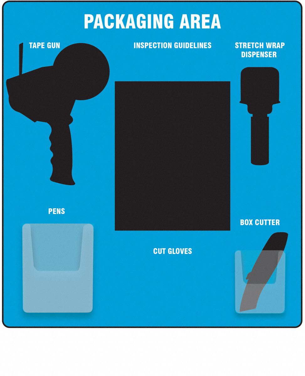 Shadow Board: Blue, 22 in x 24 in, Blue / Black, 24 in Board Ht, Aluminum Composite